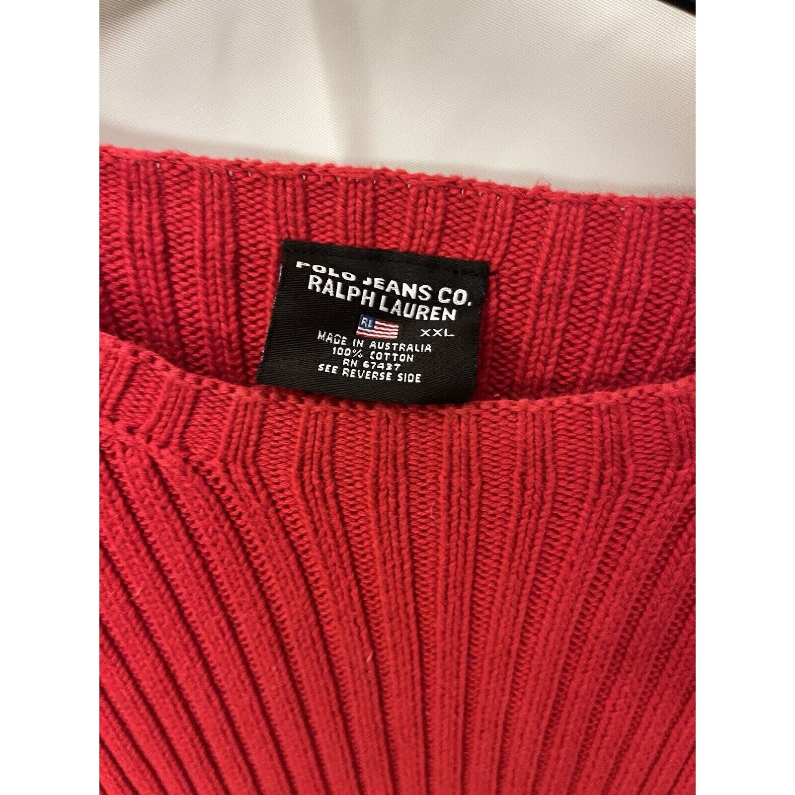 Ralph Lauren Vtg Mens Ralph Lauren Polo Jeans Co Logo Sweater XXL Red Size US XXL / EU 58 / 5 - 2 Thumbnail