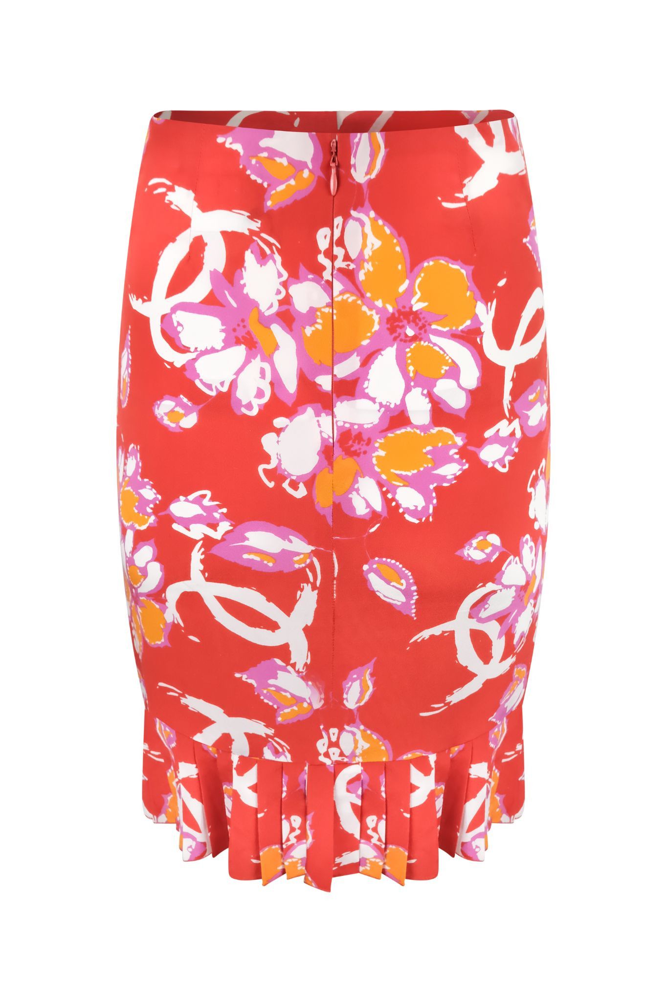 Chanel Chanel Vintage 2001 Red CC Skirt with Pleated Hem Size 27" / US 4 / IT 40 - 2 Thumbnail