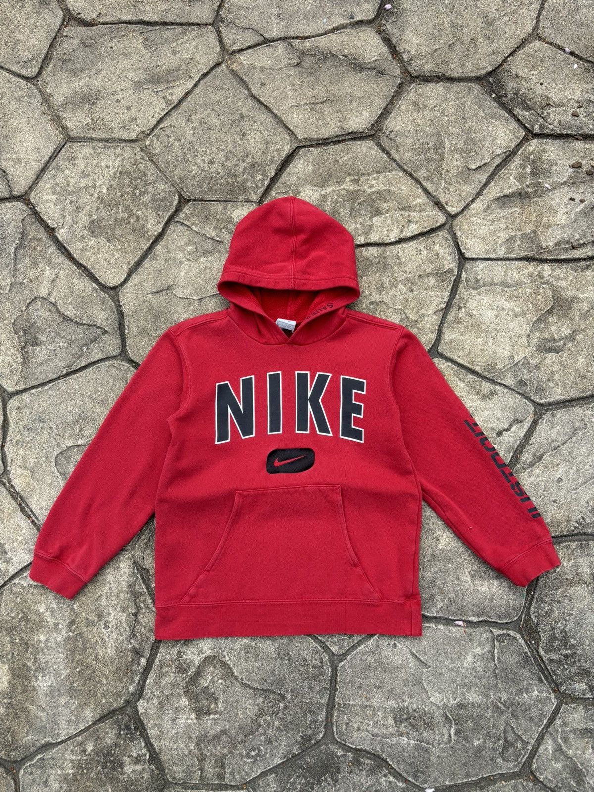 Nike × Vintage Y2K Nike Center Swoosh Red Hoodie Size US M / EU 48-50 / 2 - 1 Thumbnail