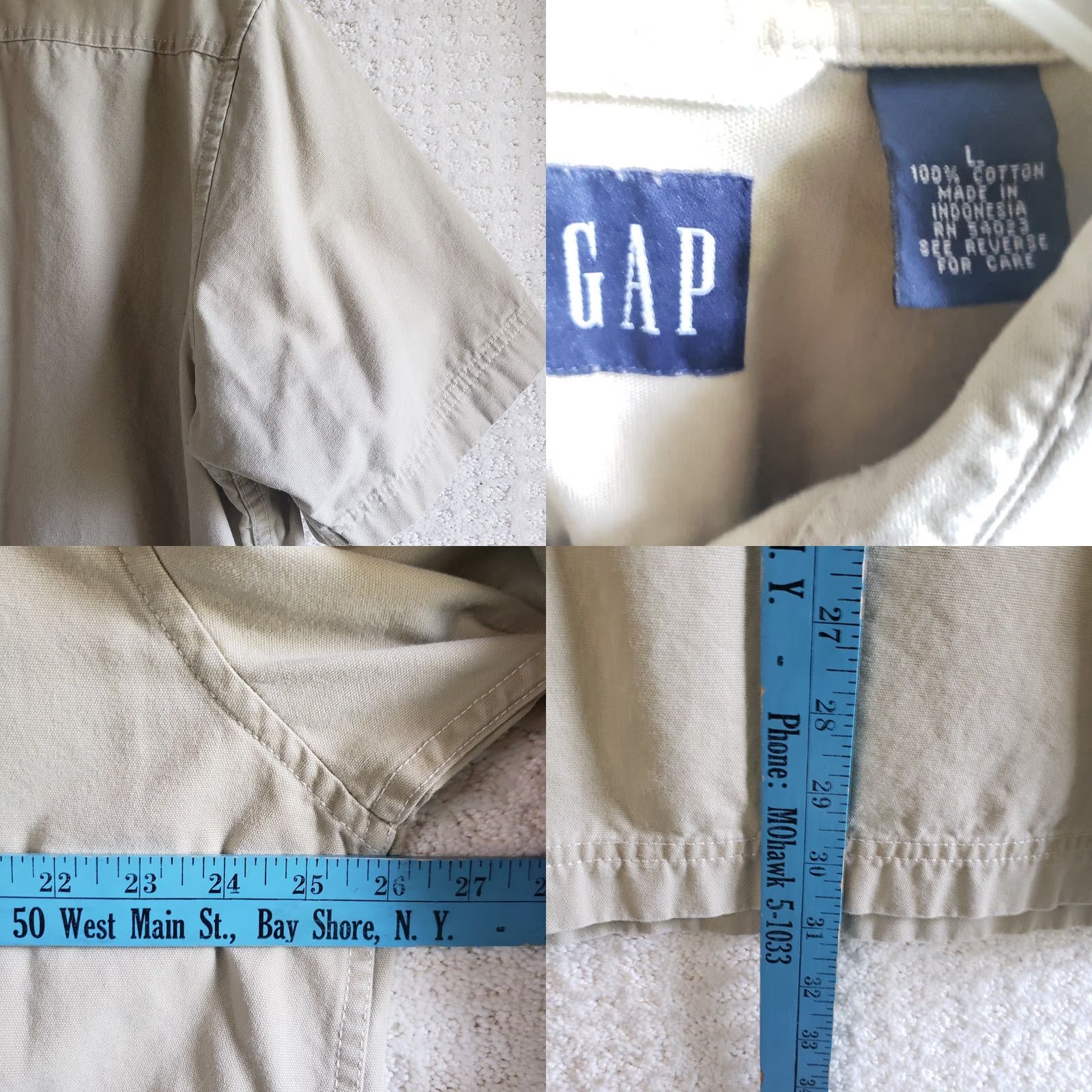 Gap GAP Button-Down Shirt Men L Tan Canvas Safari Short Sleeve 100% Cotton Size US L / EU 52-54 / 3 - 8 Thumbnail