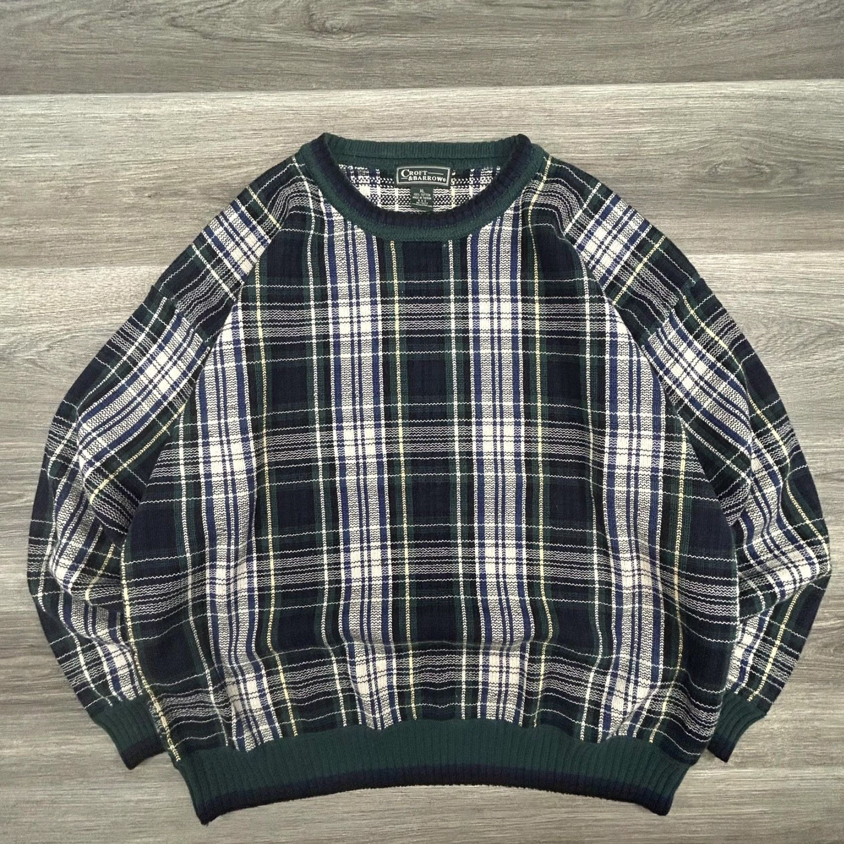Croft & Barrow VINTAGE Croft & Barrow Sweater Mens XL Blue Plaid Pullover Crewneck 90s Size US XL / EU 56 / 4 - 2 Thumbnail