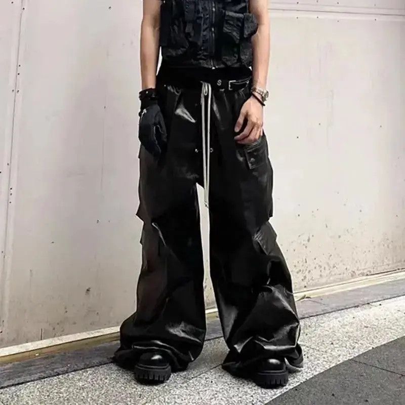 Japanese Brand RO Style Glossy Black Pu Leather Pants Hombre Baggy Size US 32 / EU 48 - 1 Thumbnail