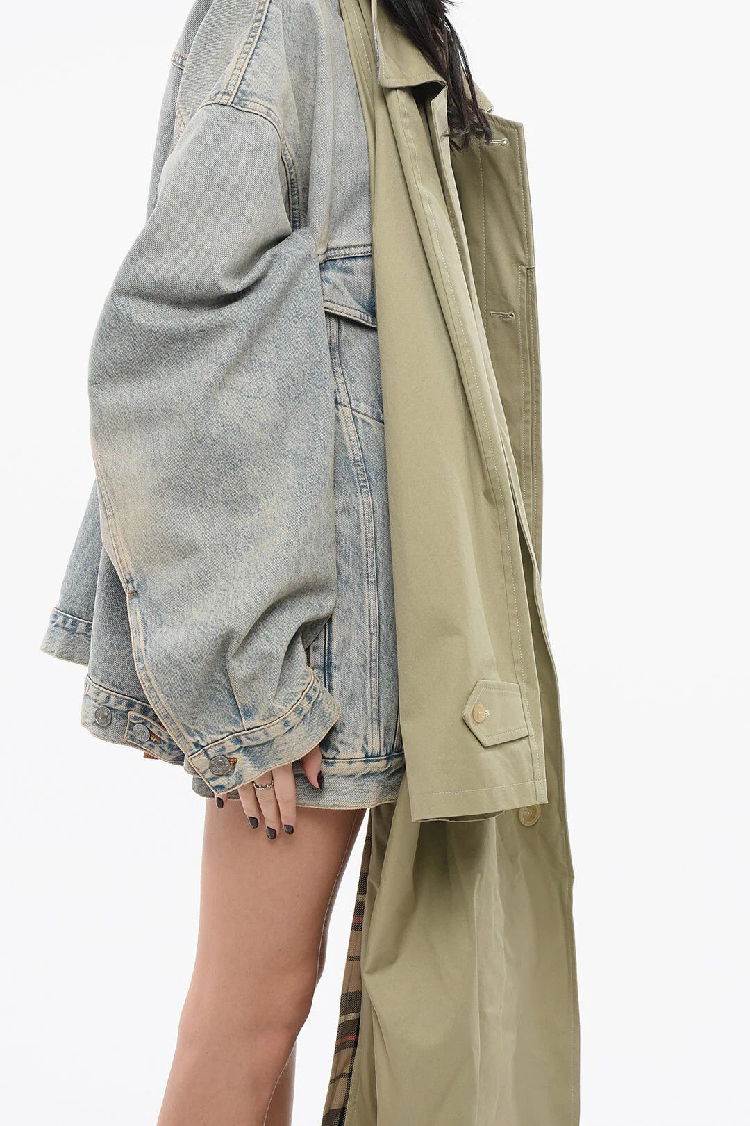 Balenciaga og1mm0326 Layered Coat in Green & Multicolor Size S / US 4 / IT 40 - 3 Thumbnail