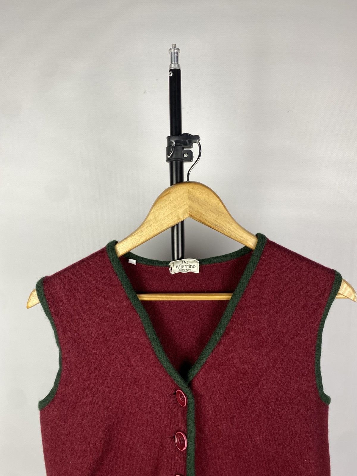 Designer × Valentino Vintage 80s Luxury Valentino Boutique Wool Vest rare Size S / US 4 / IT 40 - 4 Thumbnail