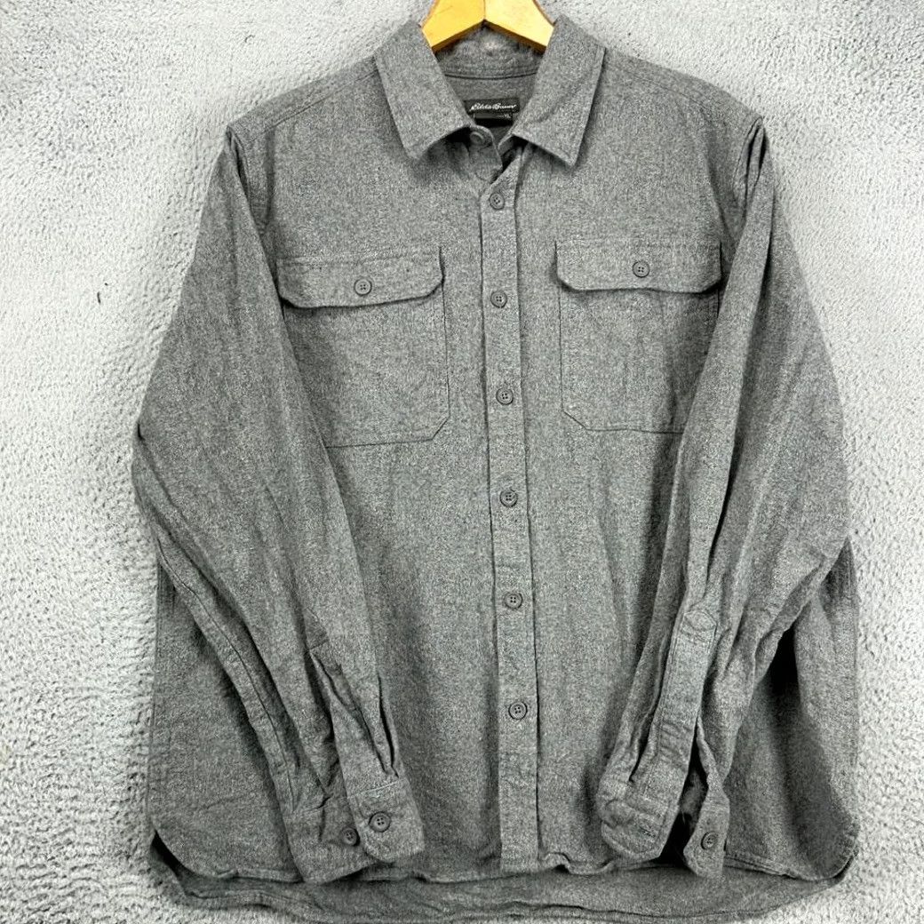 Eddie Bauer VINTAGE Eddie Bauer Thick Flannel Shirt Mens XL Grey Cotton Button-Up Pockets Flap Size US XL / EU 56 / 4 - 4 Thumbnail