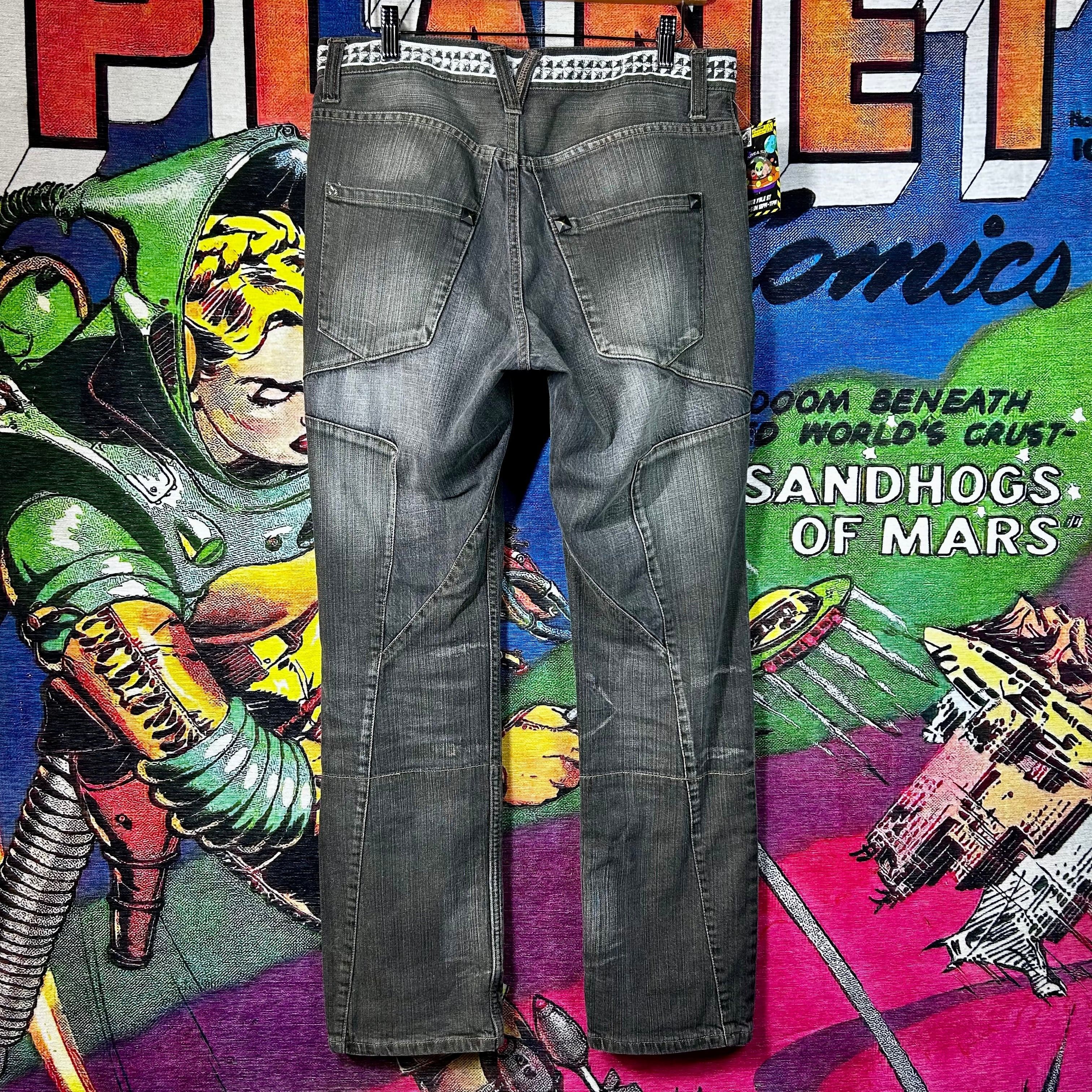 PPFM PPFM Screen Printed Belt Black Washed Denim Jeans Size 32 Size US 32 / EU 48 - 2 Thumbnail