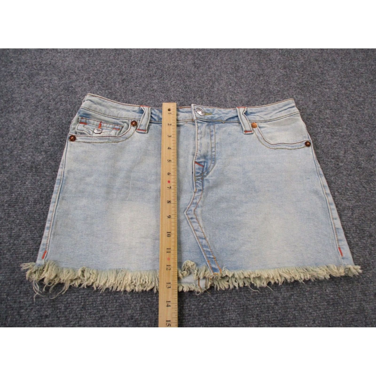 True Religion True Religion Skirt Womens 29 Blue Denim Straigh? Short Mini Casual Y2K 90s Mens? Size 29" - 3 Thumbnail