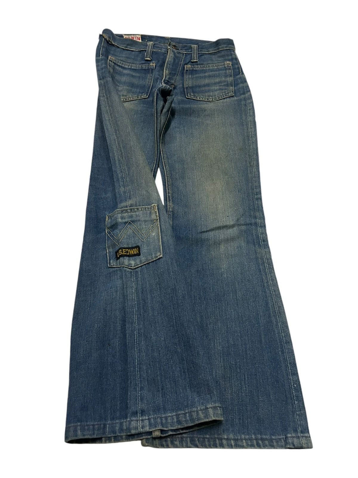 Japanese Brand × Kapital × Vintage Flare Edwin Vintage Made Usa distressed Denim Rare Design ☠️☠️ Size US 27 - 3 Thumbnail