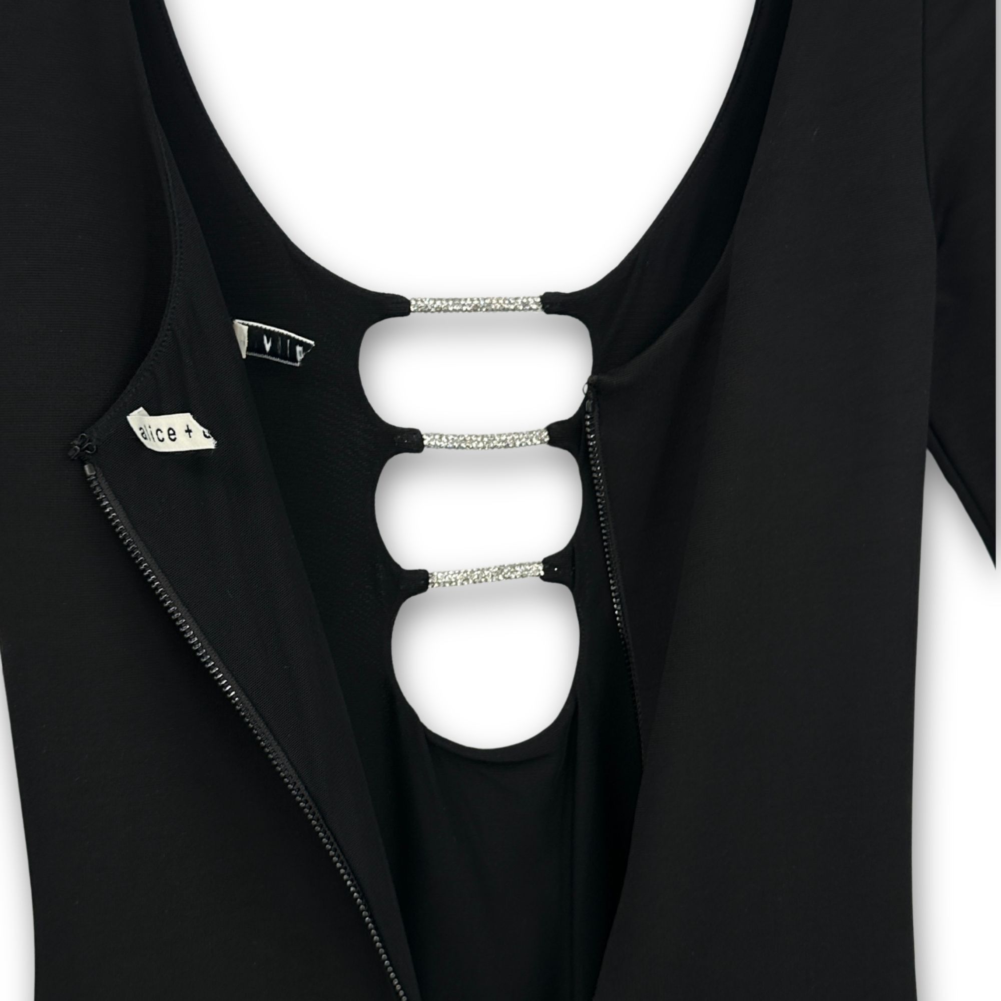 Alice + Olivia Alice + Olivia Kalena Crystal Cutout Black Jersey Maxi Dress Size XS / US 0-2 / IT 36-38 - 5 Thumbnail