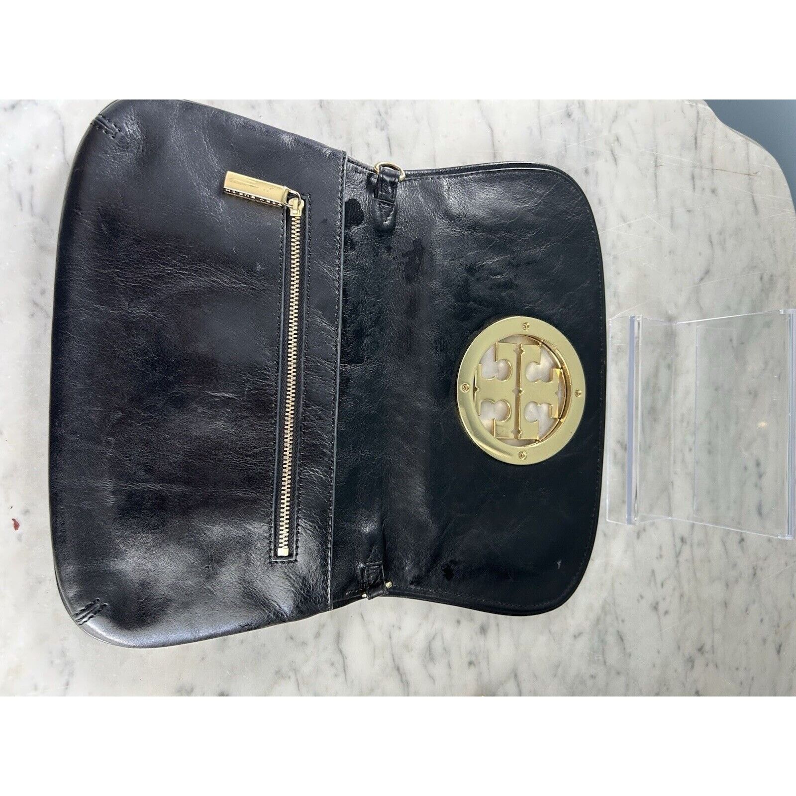 Tory Burch Tory Burch Reva Black Leather Crossbody Clutch Purse Bag Size ONE SIZE - 7 Thumbnail