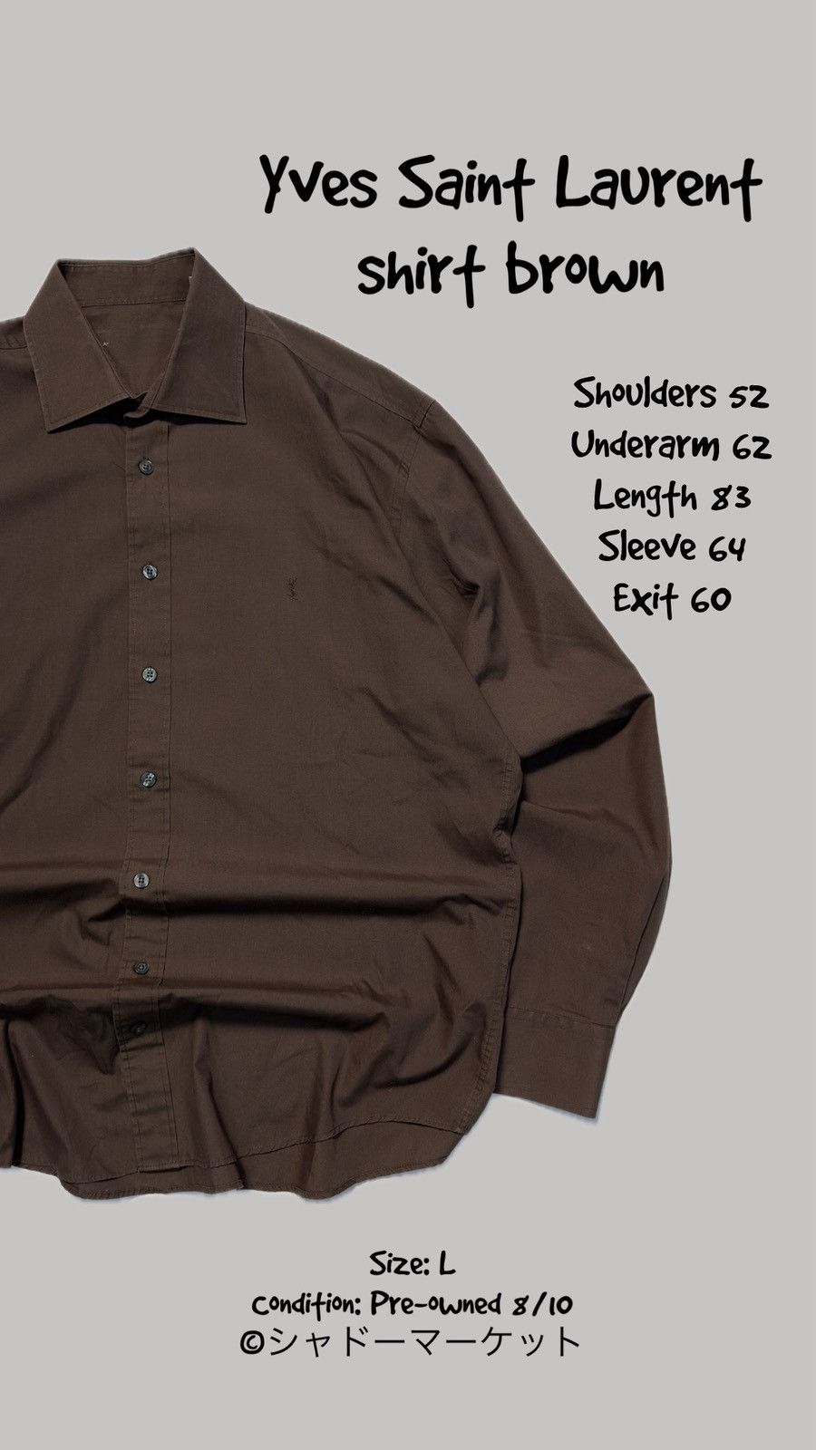 Yves Saint Laurent Long Sleeve Shirt – Brown – Size L
