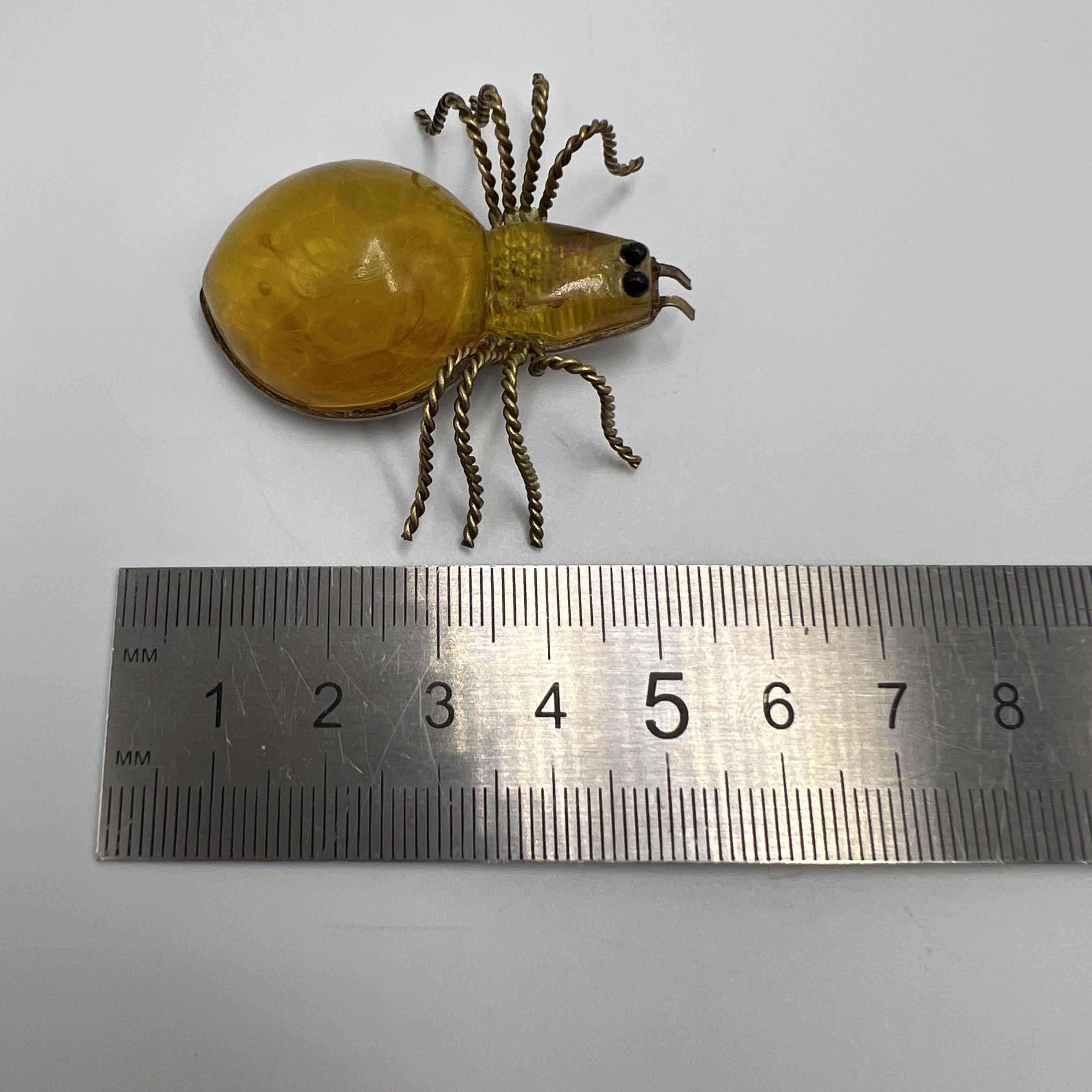 Vintage Vintage Brooch Pins Needle Safe Jewelry Amber Brass Signed Size ONE SIZE - 8 Thumbnail
