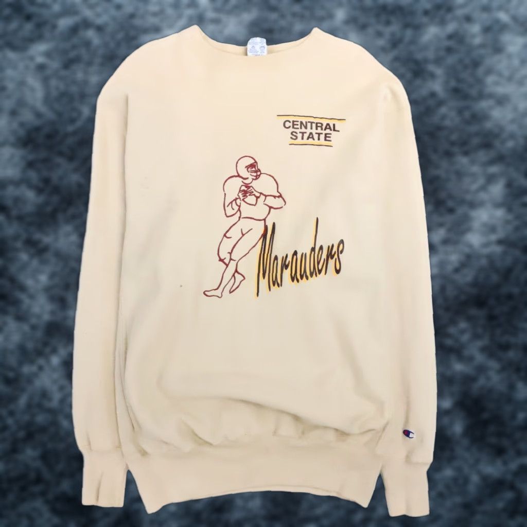 VINTAGE Champion Reverse Weave Sweatshirt Central State Marauders Football 2XL Men Black 90s Football Champion Sweatshirt Mens 2XL