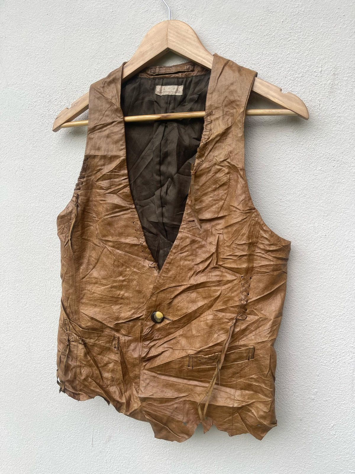 If Six Was Nine × Japanese Brand × Le Grande Bleu (L.G.B.) GOA Deconstructed Leather Vest Jacket Size US M / EU 48-50 / 2 - 3 Thumbnail