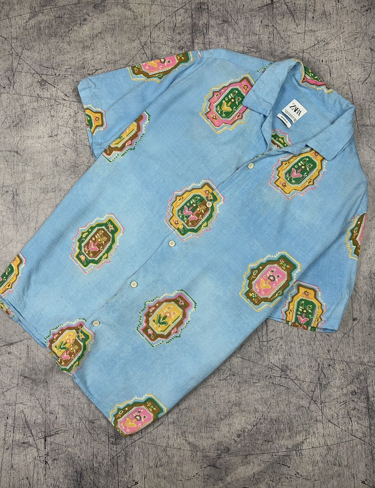 Zara Zara Crazy Hawaiian Shirt Short Sleeve Y2K Multicolor Art Size US M / EU 48-50 / 2 - 1 Thumbnail