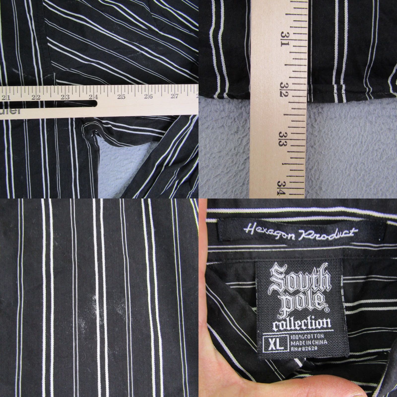 Southpole VINTAGE Southpole Shirt Mens XL Black Collared Button-Up Striped Knit Cotton Hip Hop Classic 90s 00s Mens Size US XL / EU 56 / 4 - 8 Thumbnail