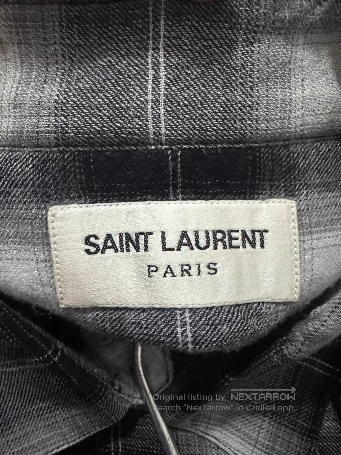 Saint Laurent Paris Black and White Plaid Long-Sleeve Button-Up Shirt. Size US M / EU 48-50 / 2 - 5 Thumbnail