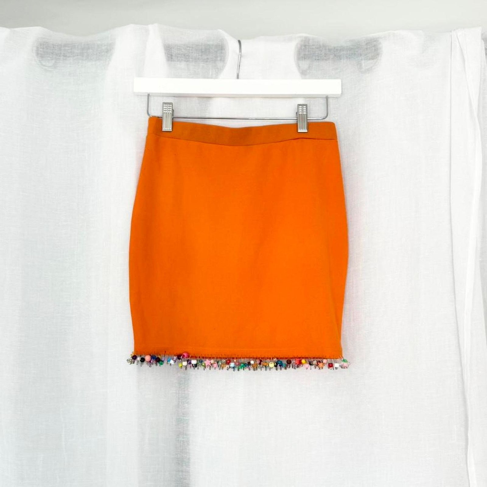 Other ✿ beaded safety pin mini skirt ⋆ orange fitted mini ✿ Size 27" / US 4 / IT 40 - 4 Thumbnail