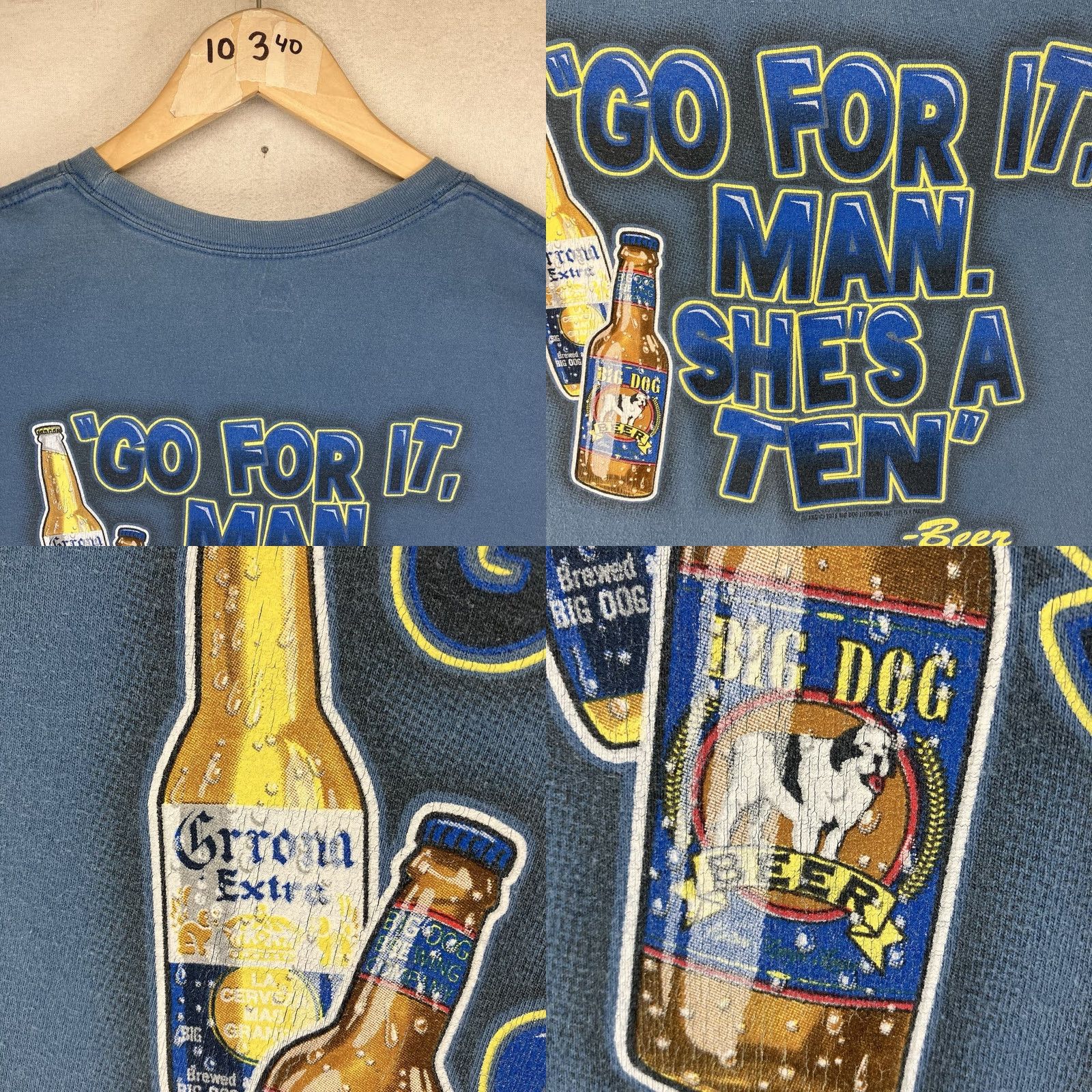 Big Dogs VINTAGE Big Dogs Mens Tee Shirt 2XL Blue Cotton Graphic Print Crew Neck Short Sleeve T-Shirt Beer Bottles Mens Size US XXL / EU 58 / 5 - 8 Thumbnail