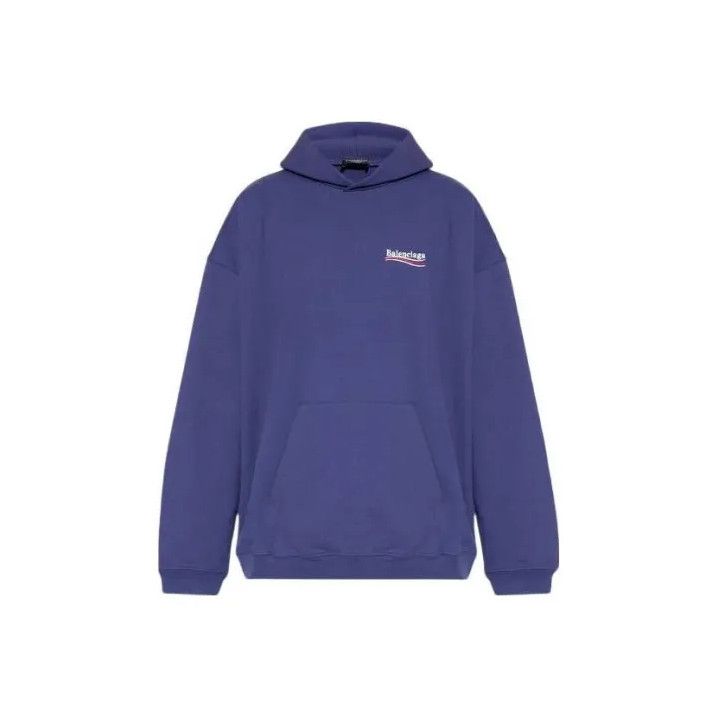 Balenciaga Blue Logo Print Hoodie
