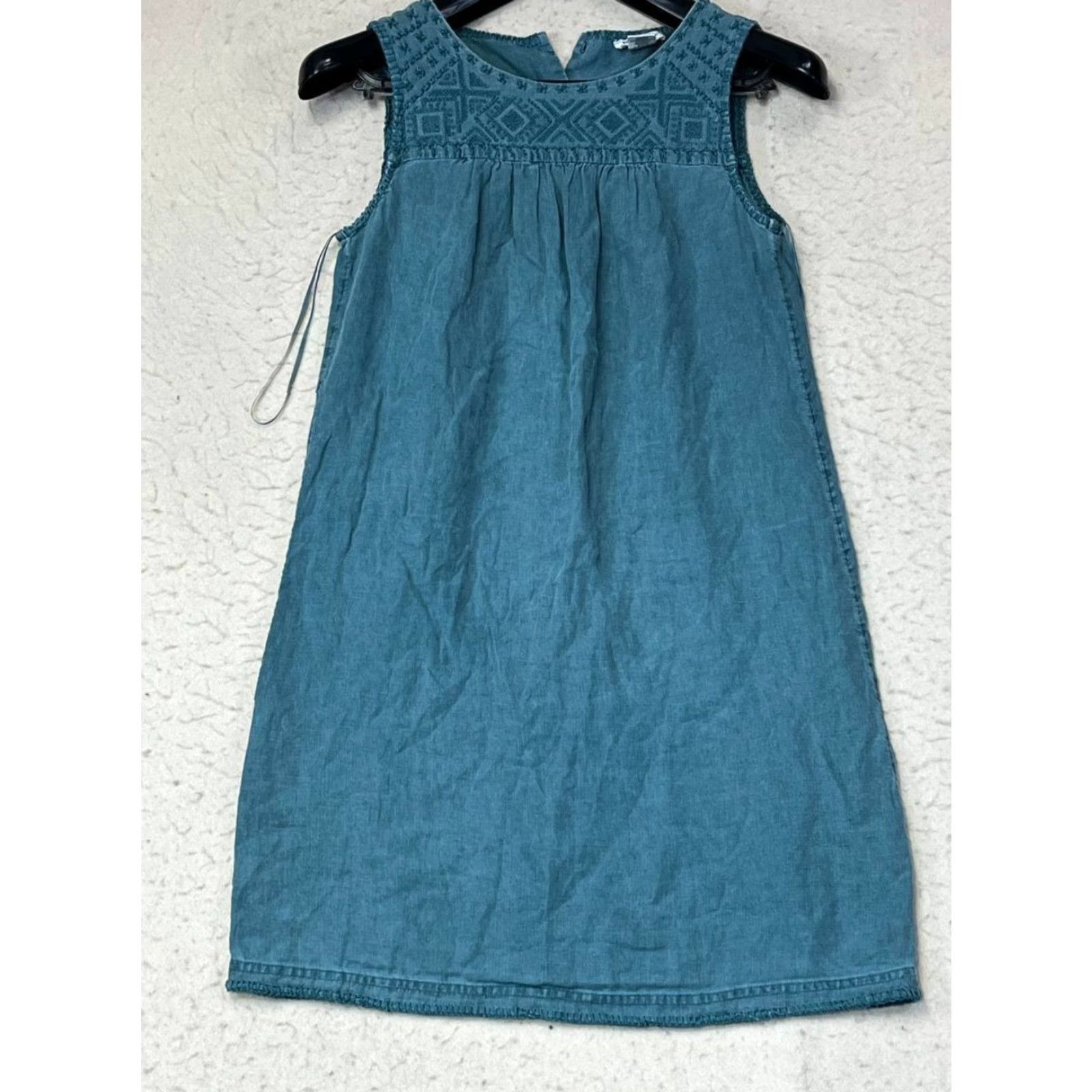 Vintage Artisan NY 100% Linen Blue Sleeveless Shift Dress Size XS Size XS / US 0-2 / IT 36-38 - 2 Thumbnail