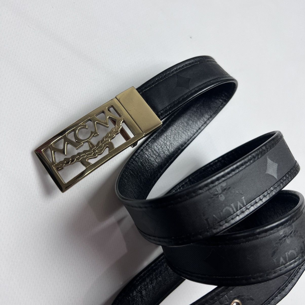Vintage MCM monogram black reversible belt