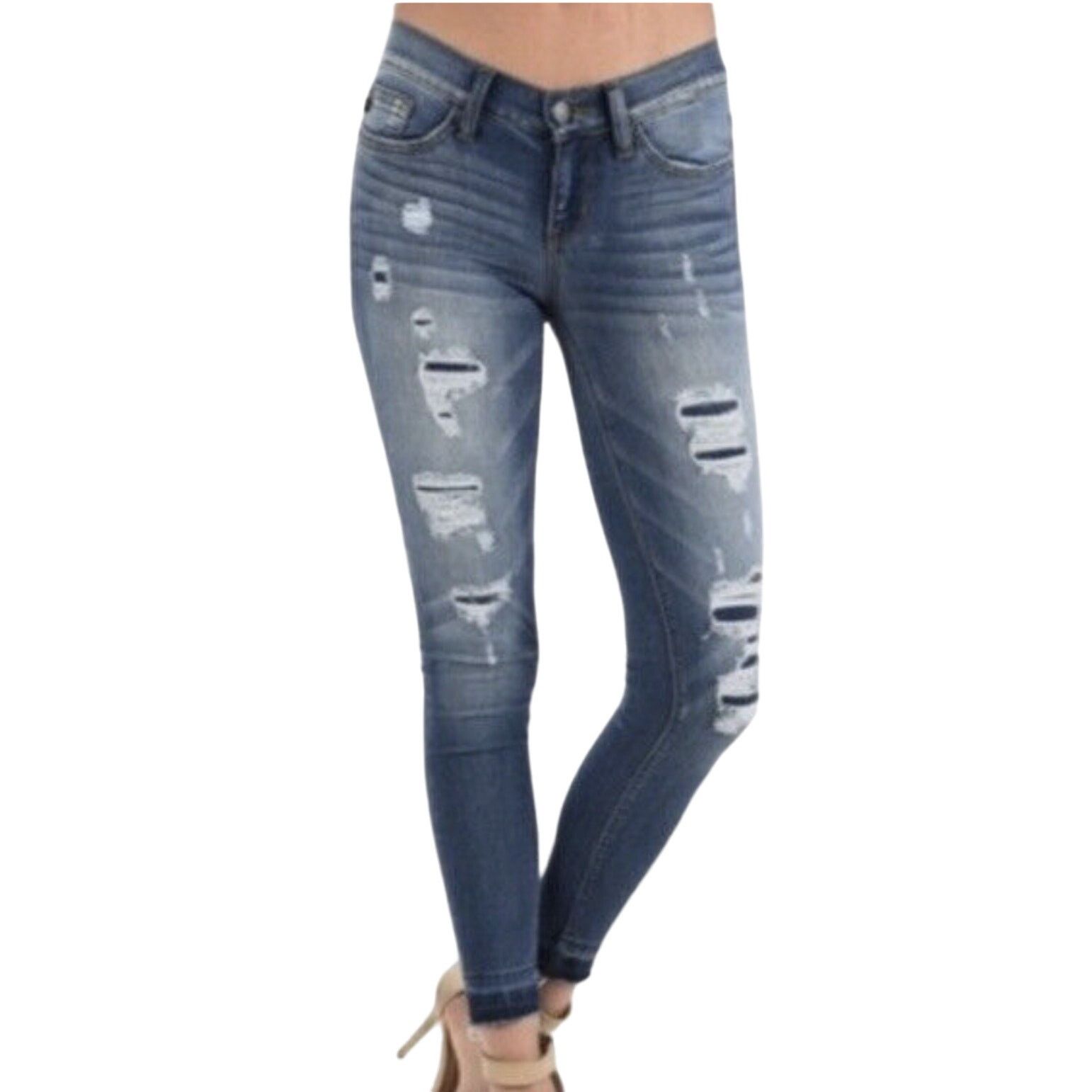 Judy Blue Judy Blue Patched Rip Skinny Jeans Stretch Raw Hem 3/26 Size 26" / US 2 / IT 38 - 1 Thumbnail