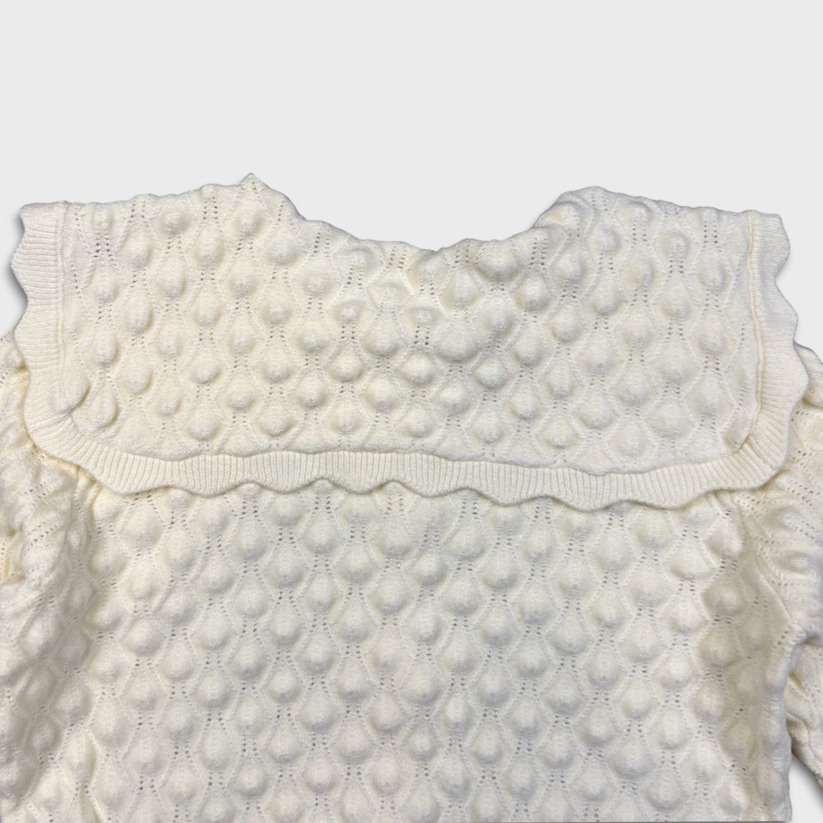 Vintage Vintage 90s Ivory Bobble Knit Cardigan Pearl Button Sweater Size S / US 4 / IT 40 - 7 Thumbnail