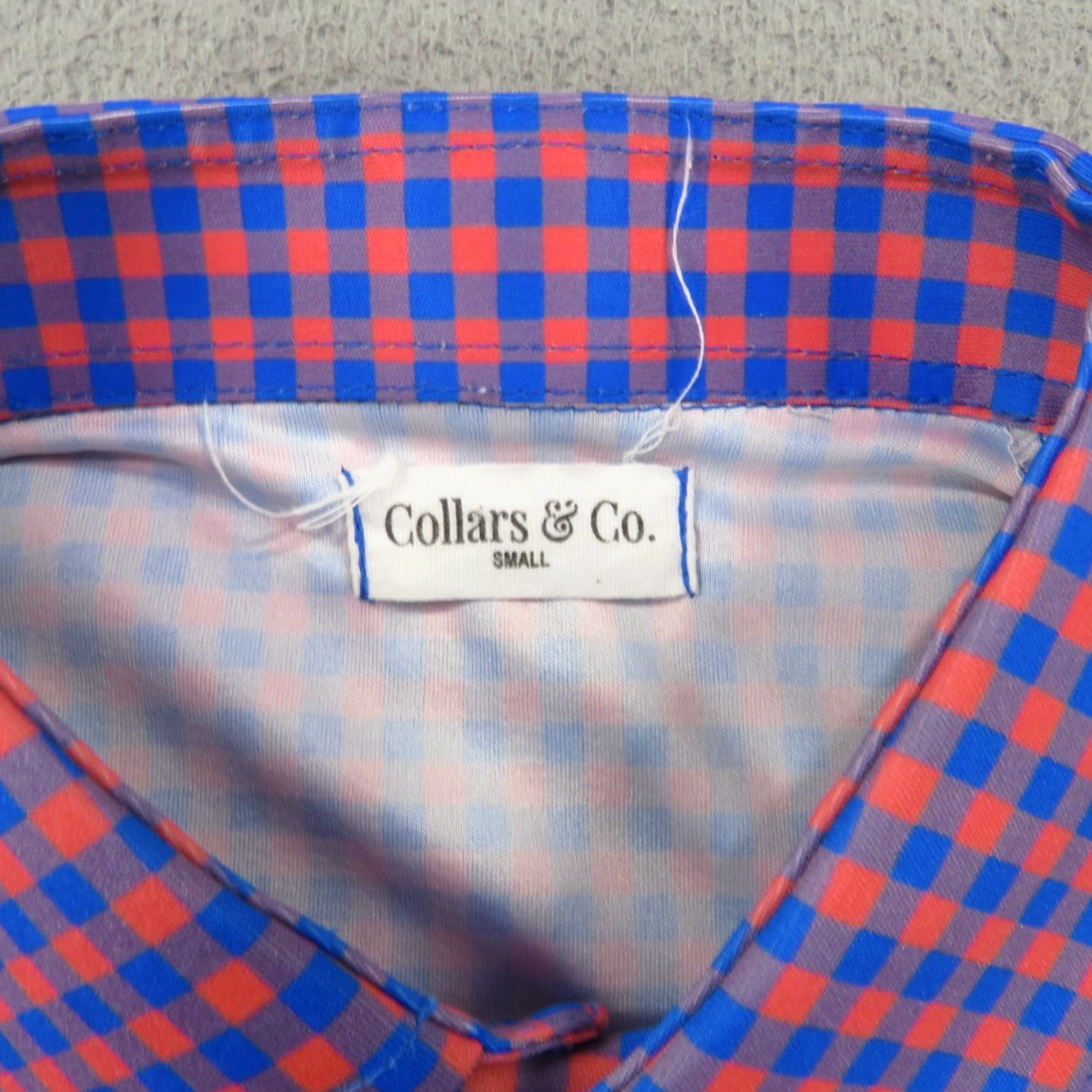 CO Collars & Co Polo Shirt Mens Blue Red Short Sleeve Collared Button-Up Gingham Check Dress Office Golf Modern Classic Size US S / EU 44-46 / 1 - 4 Thumbnail