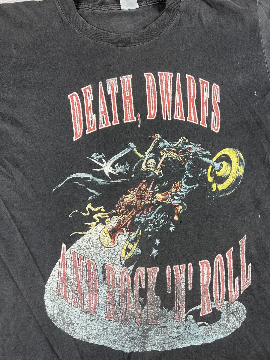 Band Tees Rare Vintage 90s Terry Pratchett Skull rider Death Dwarfs Size US XL / EU 56 / 4 - 2 Thumbnail
