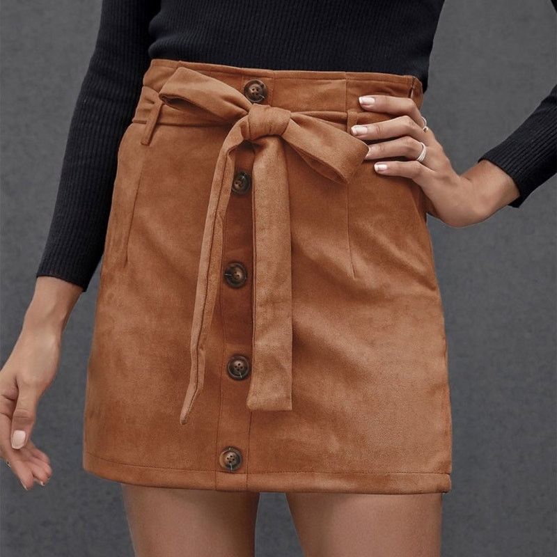 Kohl's Women's High Waist Button Front Belted A-Line Mini Skirt Size 28" / US 6 / IT 42 - 9 Thumbnail