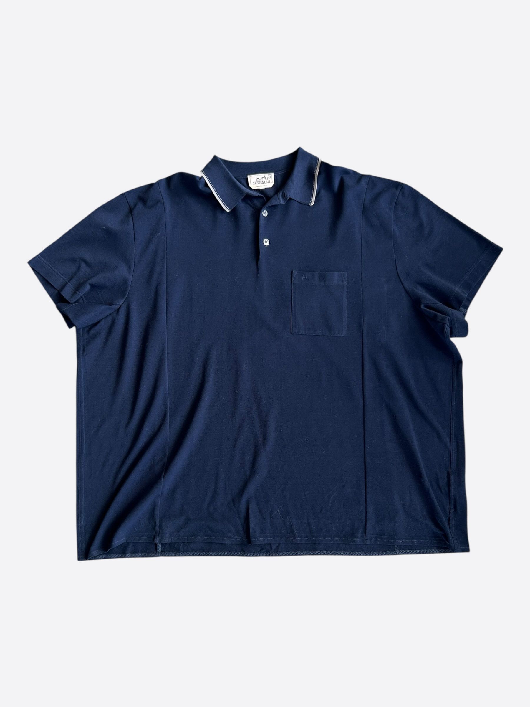 Hermes Hermes Navy & White H Embroidered Polo T-Shirt Size US XXL / EU 58 / 5 - 1 Thumbnail