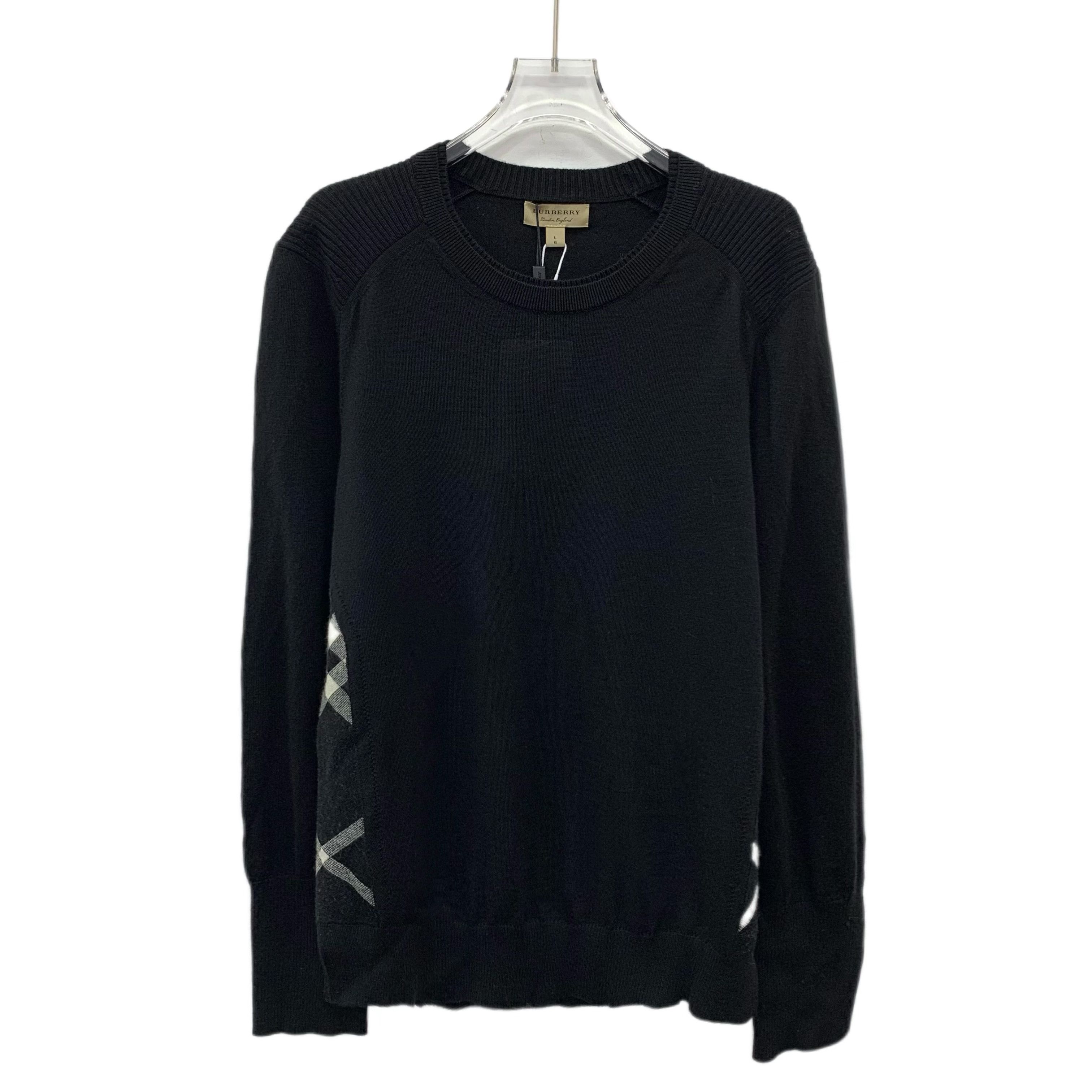 Burberry Burberry Check Panel Wool Knit Sweater Black (L) Size US L / EU 52-54 / 3 - 1 Thumbnail