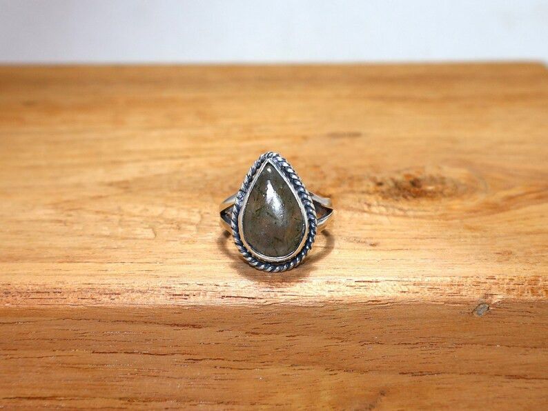 Handmade Handmade Black Rutile Sterling Silver Ring: April Birthstone Size ONE SIZE - 1 Thumbnail