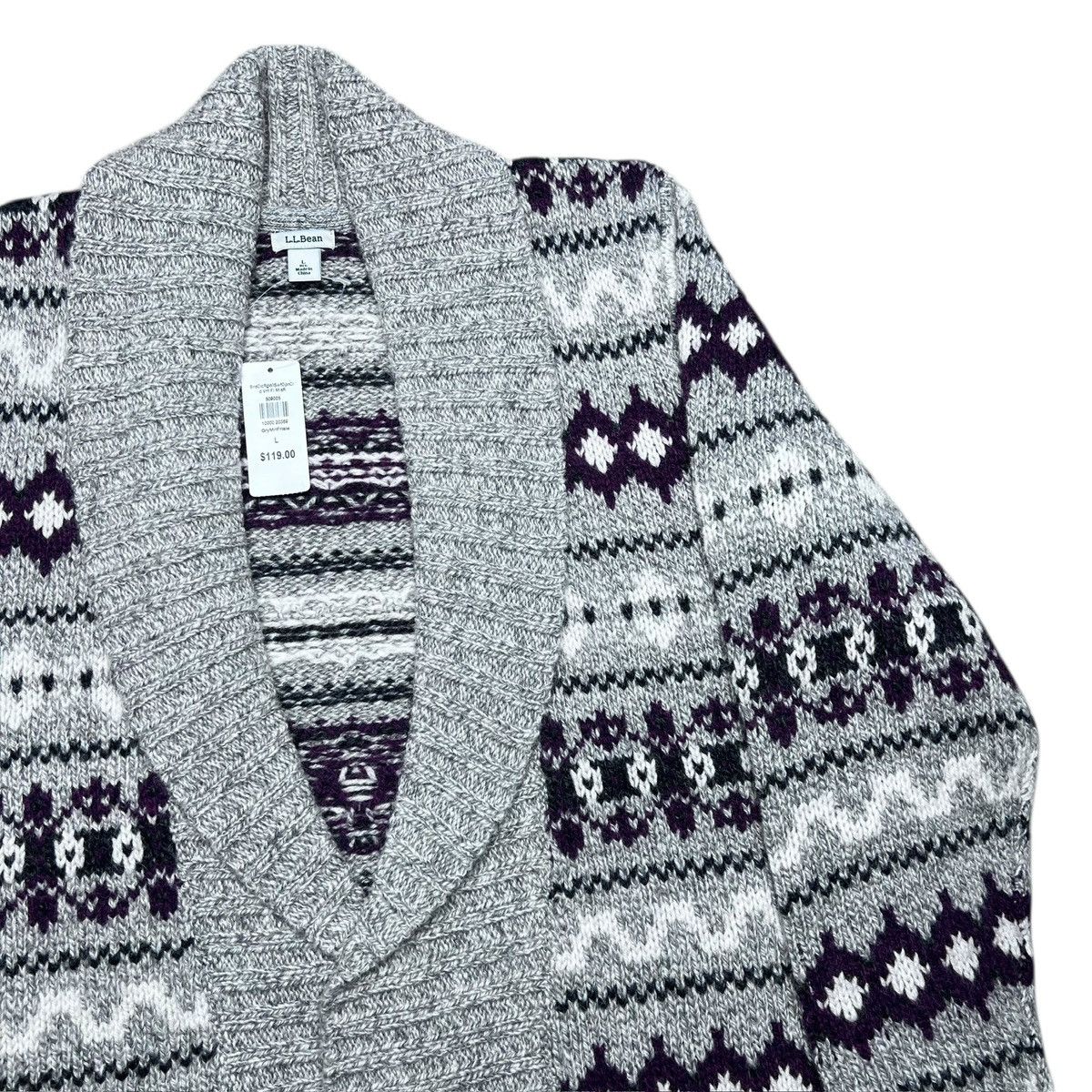L.L. Bean NWT LL Bean 100% Lambs Wool Fair Isle Long Sweater Cardigan Size L / US 10 / IT 46 - 17 Thumbnail