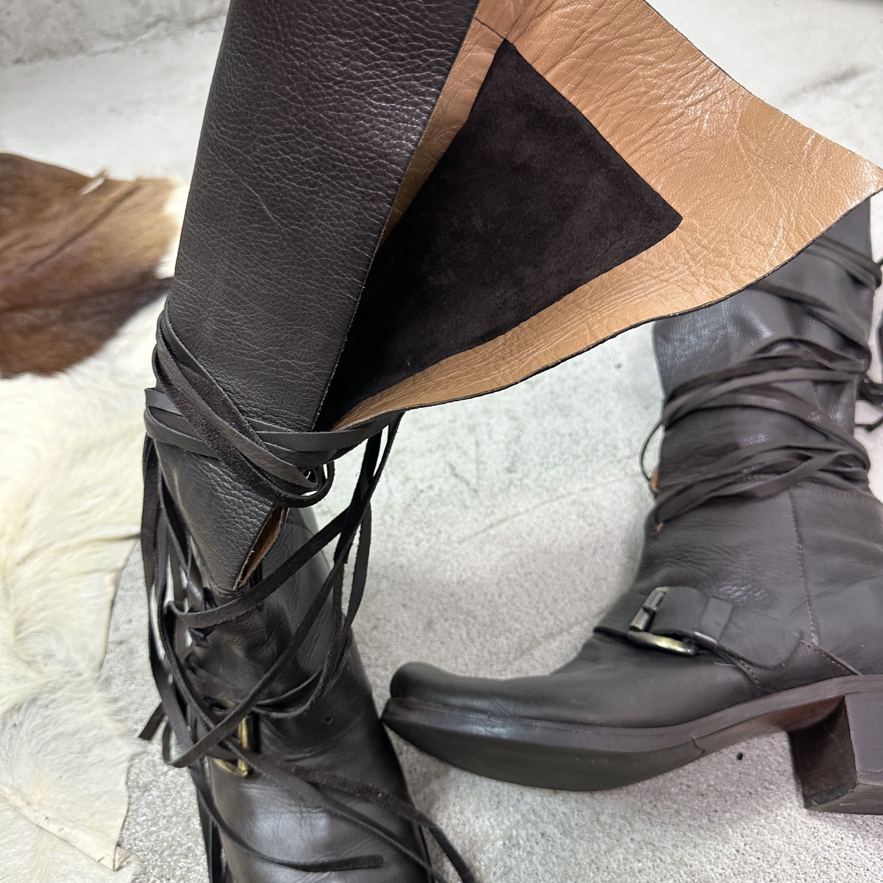 Vintage Vintage Avant Garde Bondage Tassels Harness Boots Y2K Size US 7 / IT 37 - 11 Thumbnail