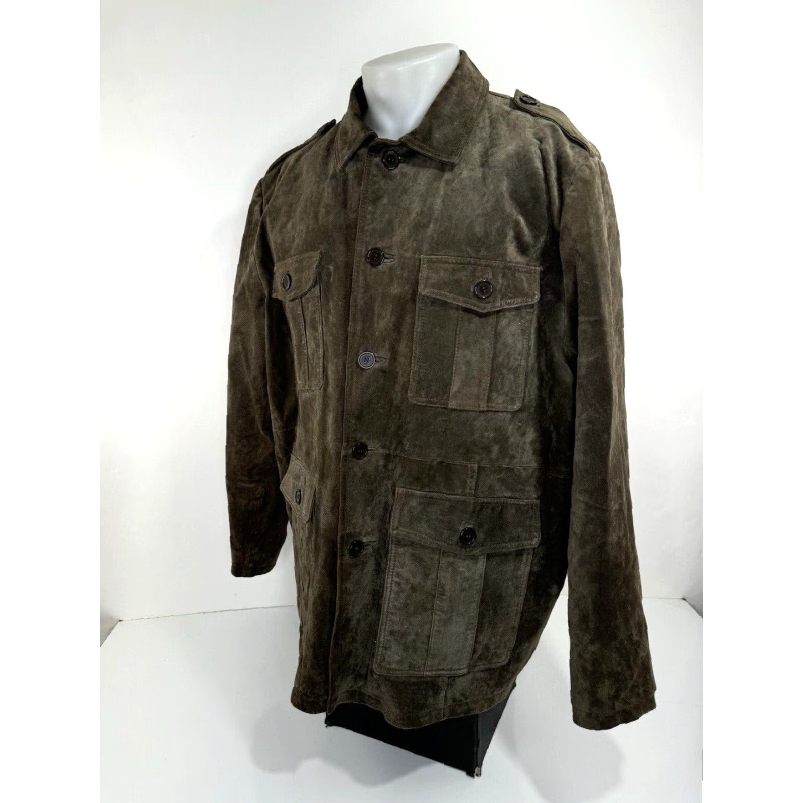 Vintage REED SUEDE LEATHER Mens L Jacket Ranch Safari Field Photographer Greenish Grayish Brown Size US L / EU 52-54 / 3 - 2 Thumbnail