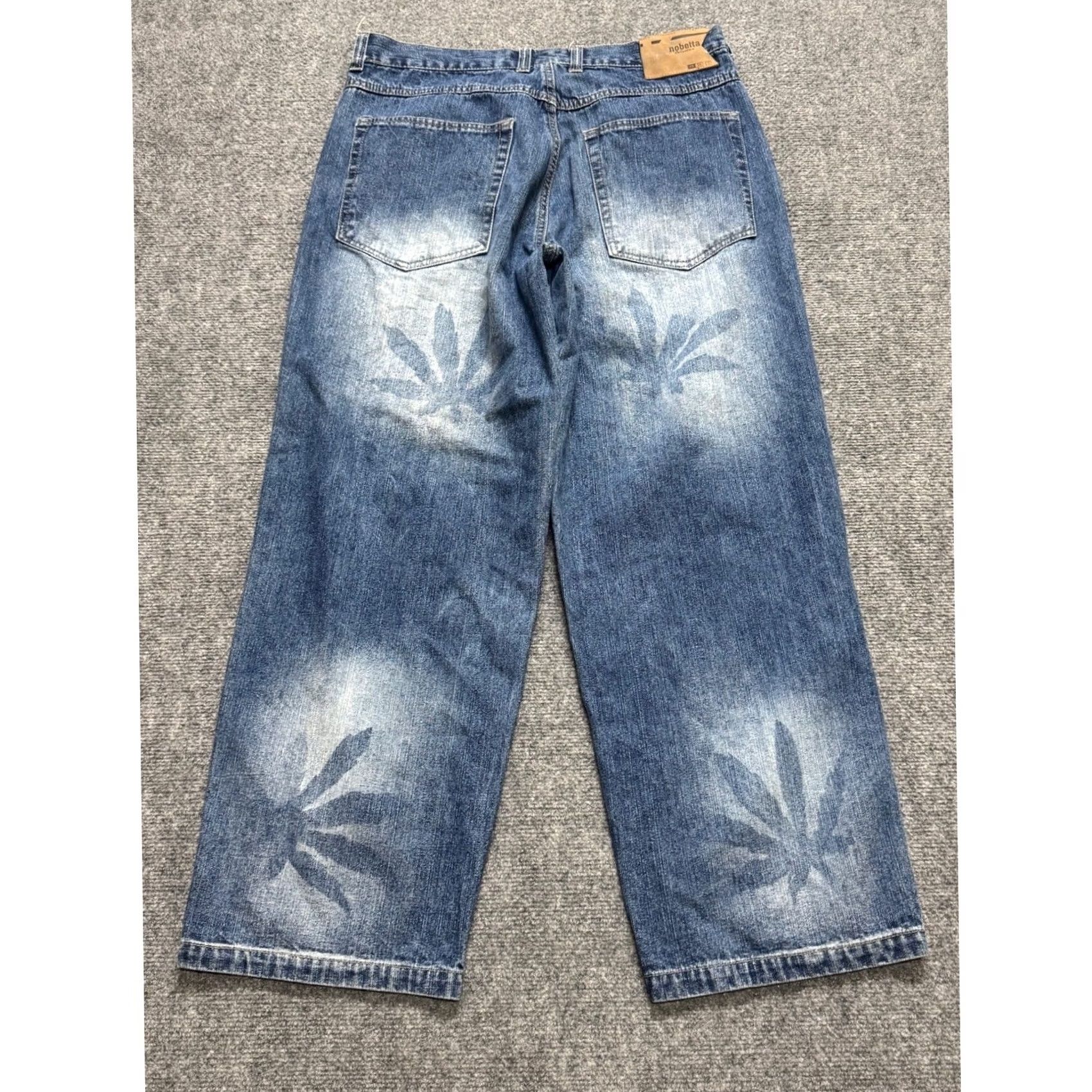 Denime Knobetta Jeans Men 34x30 Light Wash Wide-Leg Denim Blue Graphic Cotton Jeans Mens 34x30 Blue Size US 34 / EU 50 - 3 Thumbnail