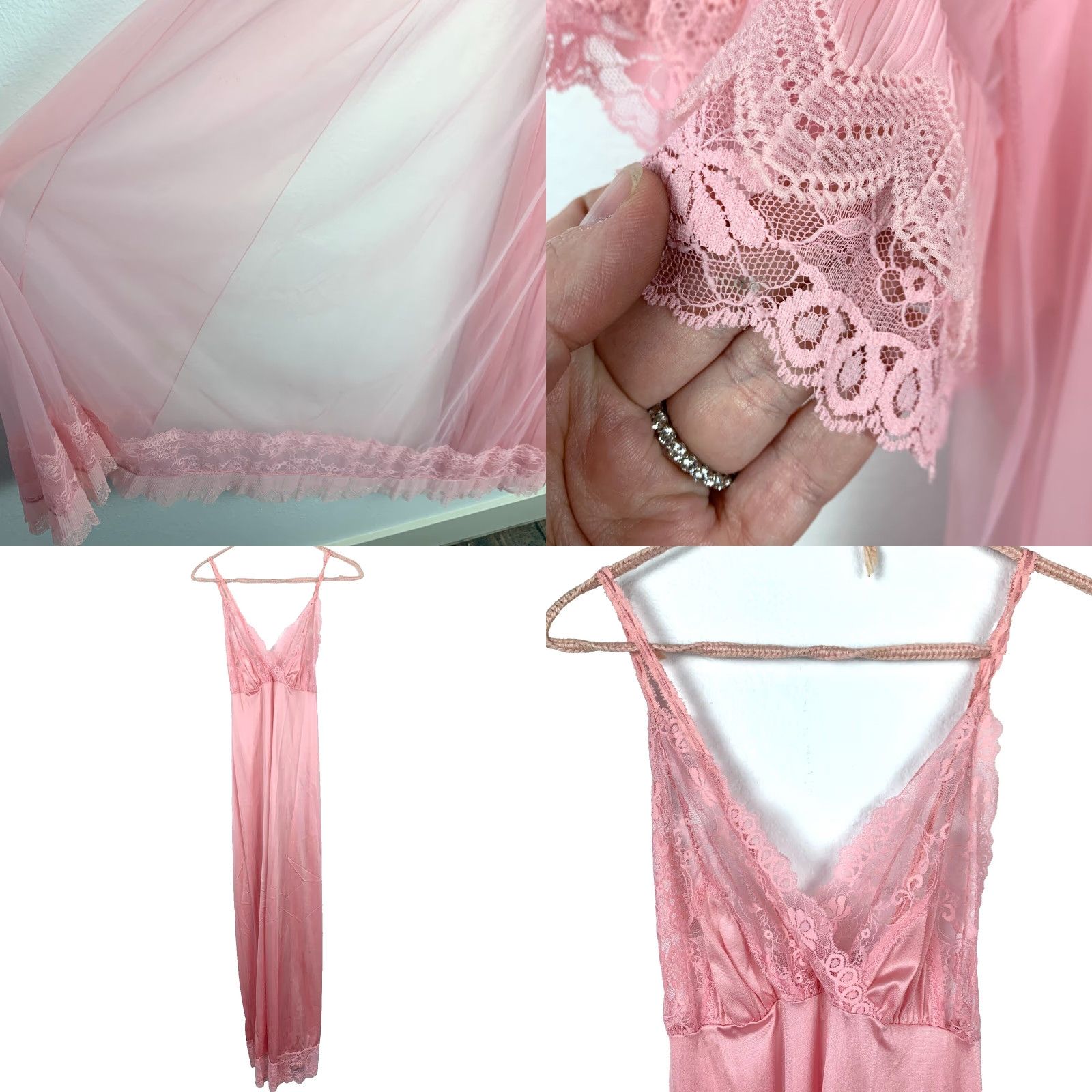 Vintage Vintage Jenelle of California Pink Sheer Nightgown Chiffon Nylon Tricot Robe Set Pink Nightgown Robe 1960s XS? No size N/A M 1960s Womens Girls Size ONE SIZE - 8 Thumbnail