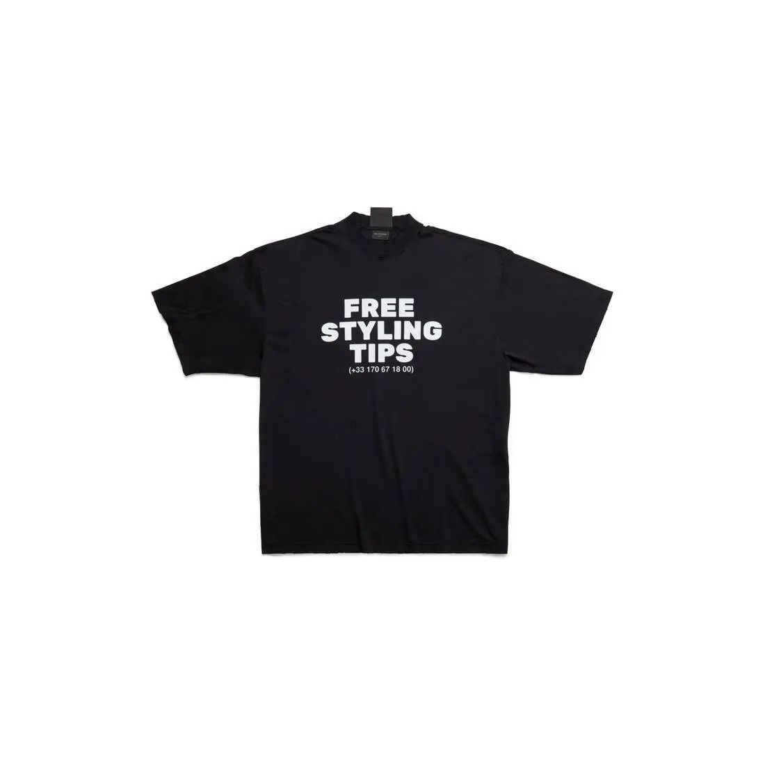 Balenciaga o1la1rc1a0625 Styling Hotline T-Shirt Large Fit in Black Size XL / US 12-14 / IT 48-50 - 1 Thumbnail