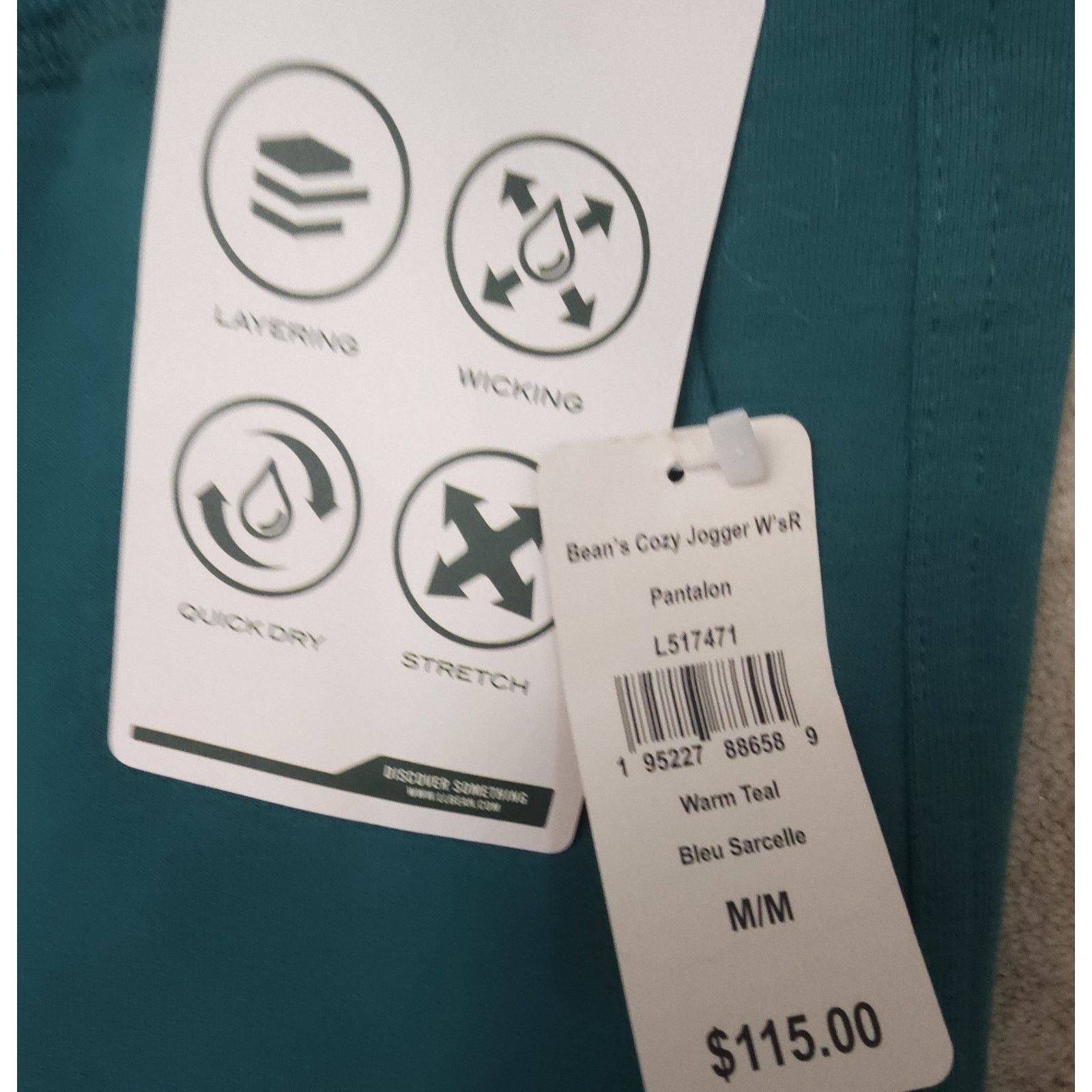 L.L. Bean L.L. Bean Women’s Cozy Joggers In Worm Teal Medium Size 34" / US 12 / IT 48 - 4 Thumbnail