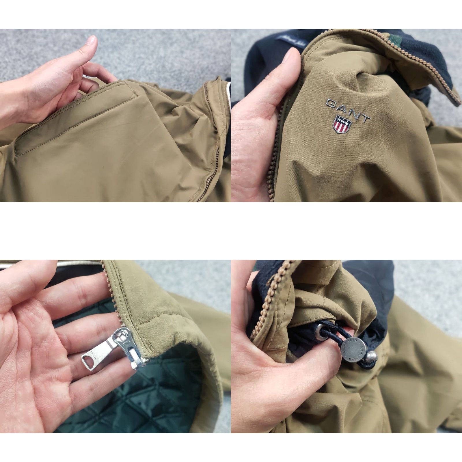 Gant Gant Jacket Main Selling Point Hooded Fleece-insulated Mid Length Dark Khaki Beige Nylon Zip Stand-Up Collar Men L Size Size US L / EU 52-54 / 3 - 9 Thumbnail