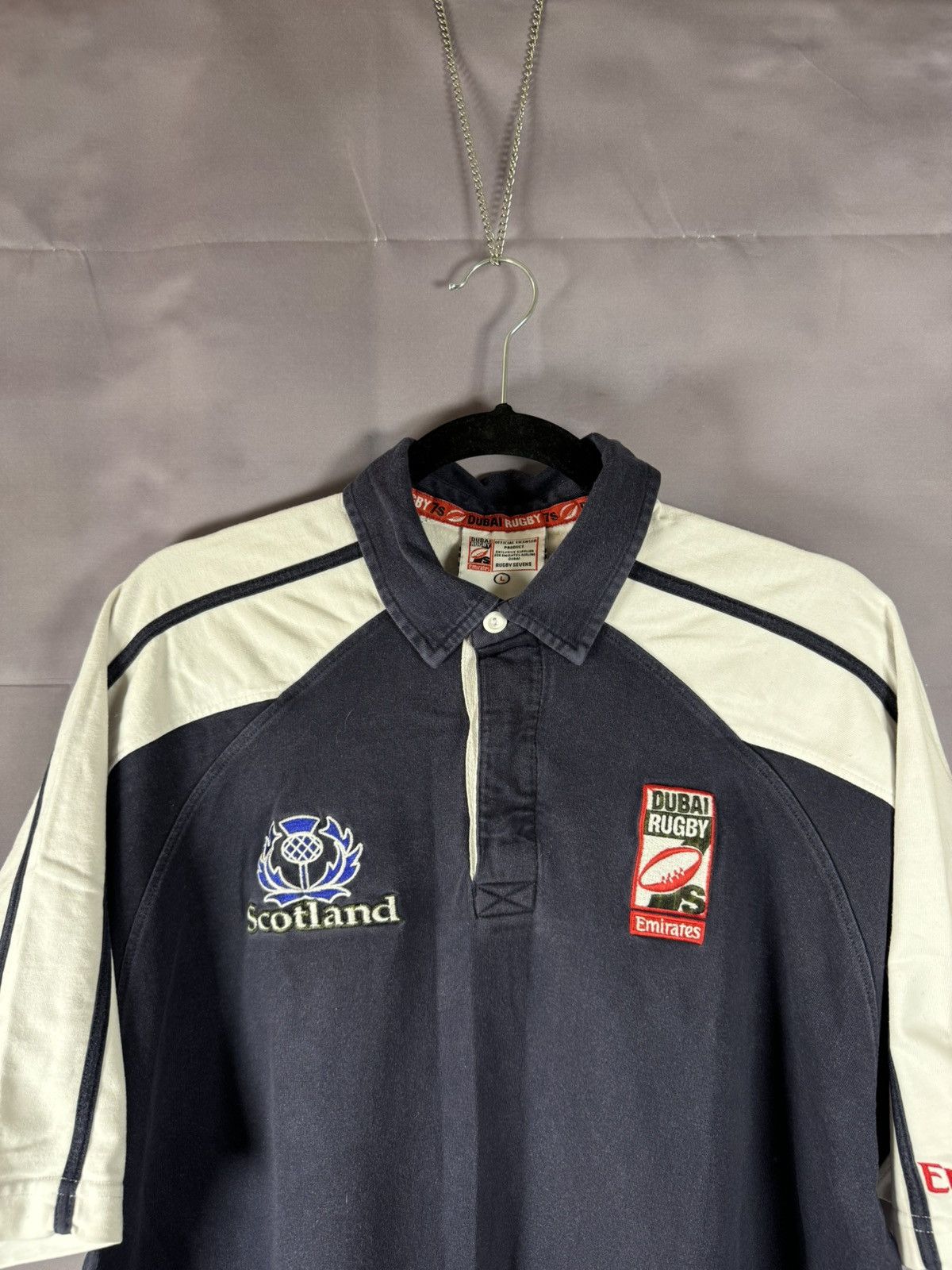 Vintage Matchworn Vintage Scotland Dubai Rugby #7 Jersey Large Size US L / EU 52-54 / 3 - 4 Thumbnail