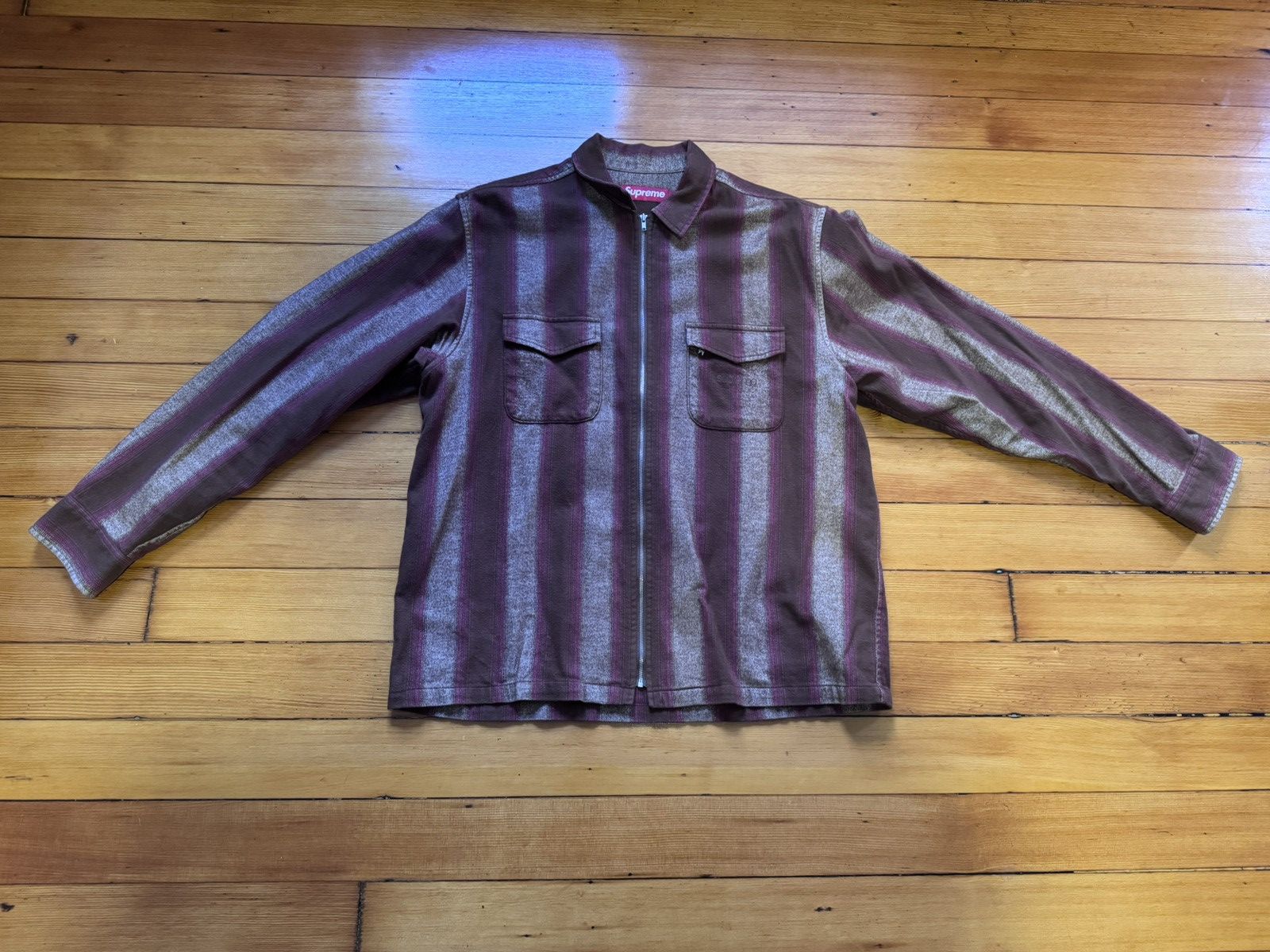 Supreme Vertical stripe zip flannel shirt Size US M / EU 48-50 / 2 - 1 Thumbnail