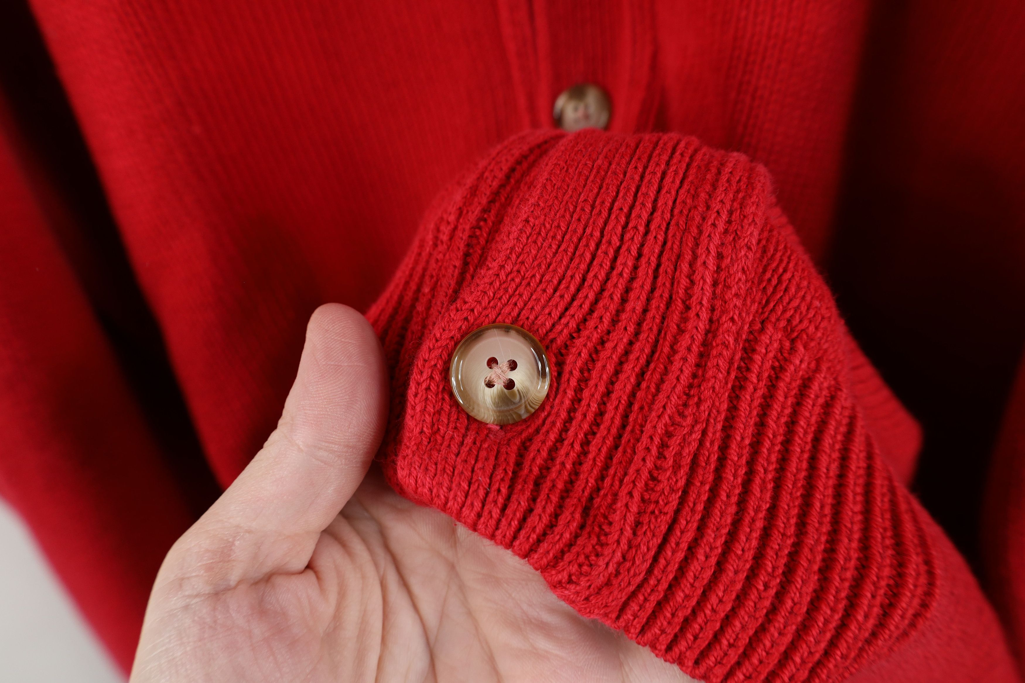 Lands' End Vintage 90s Lands End Cotton Knit Cardigan Sweater Red USA Size US XL / EU 56 / 4 - 4 Thumbnail