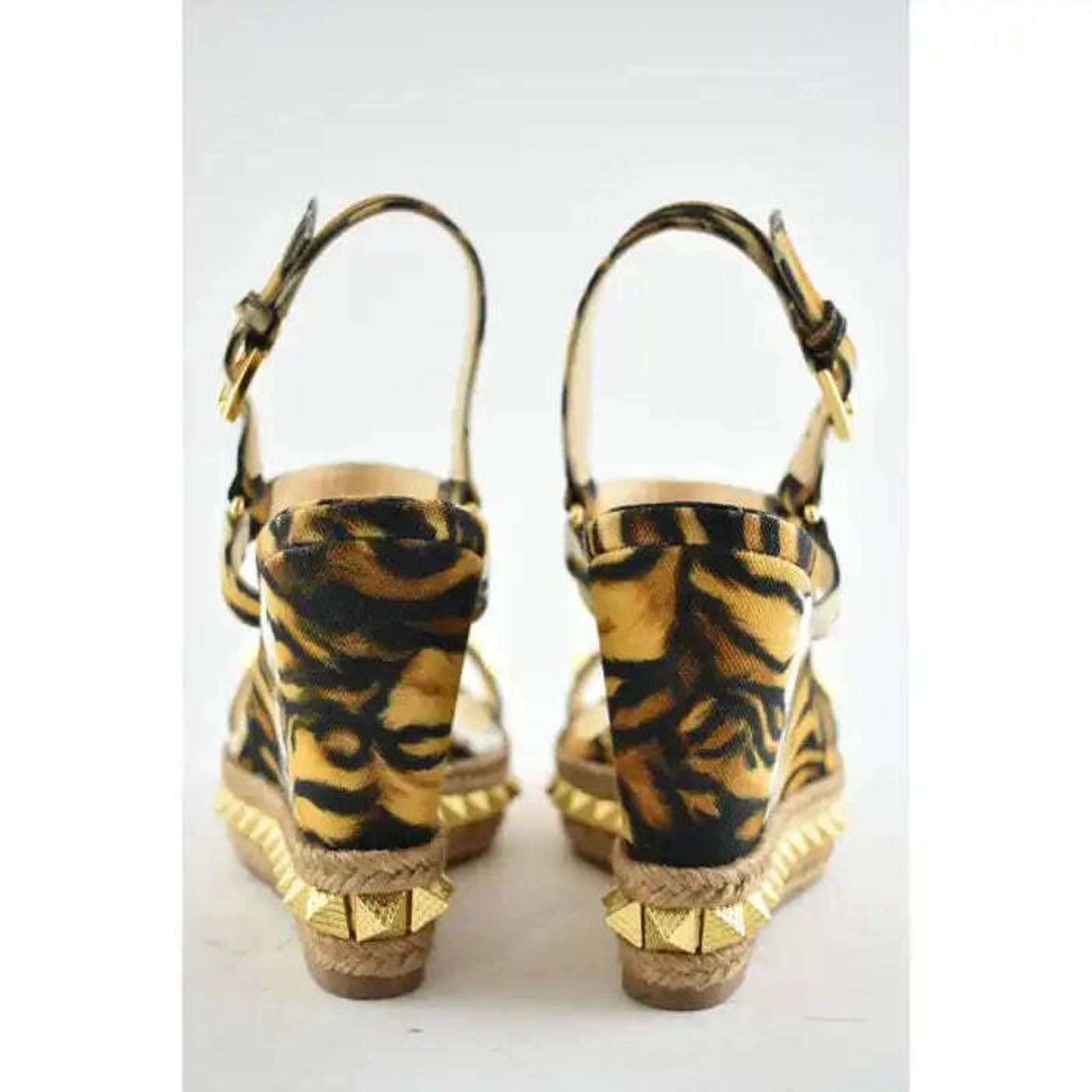 Christian Louboutin Pyraclou 110 Bengale Gold Platform Wedge Sandal Heel Pump 38 Size US 8 / IT 38 - 11 Thumbnail