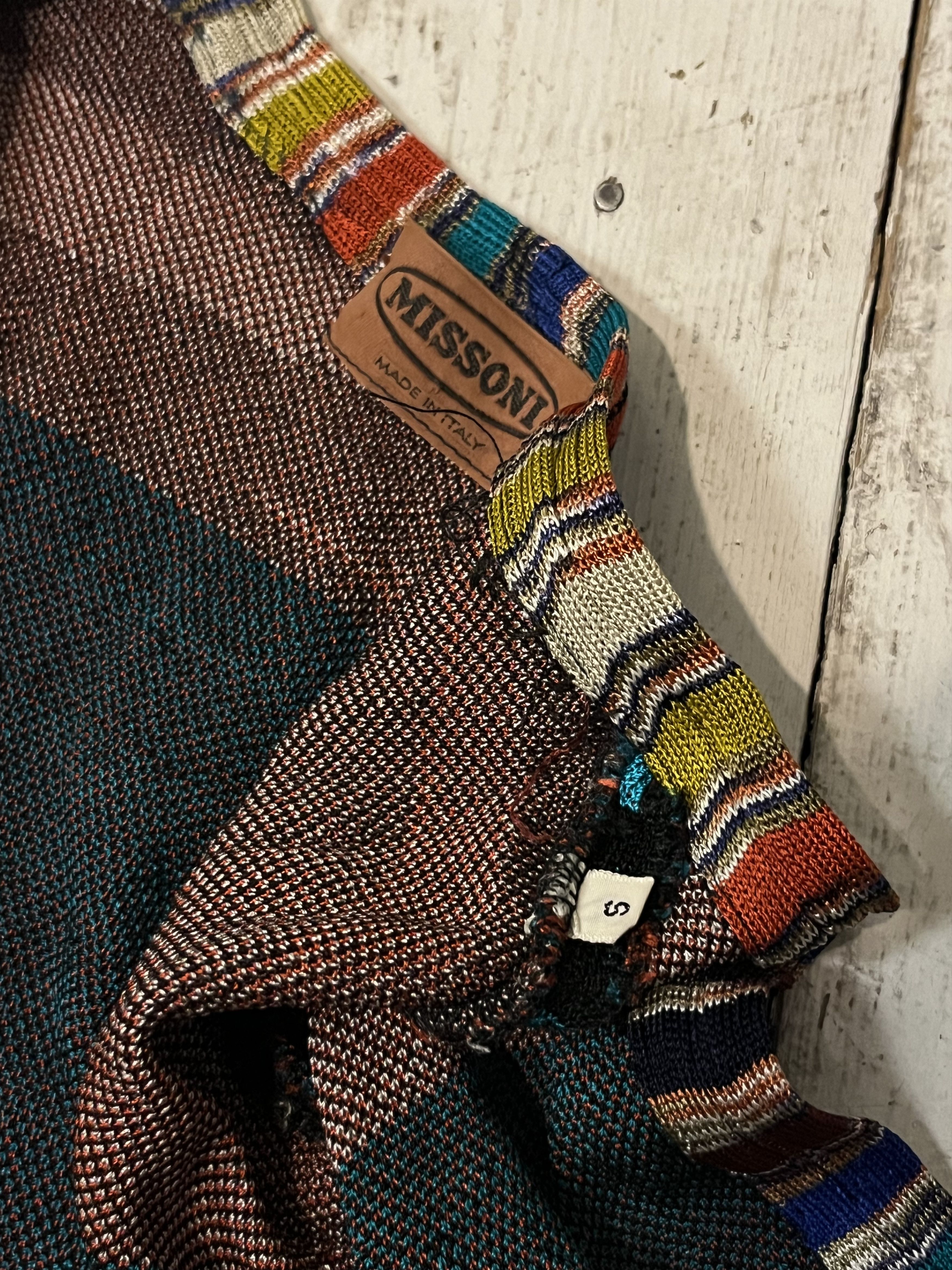 Missoni × Vintage 80s Missoni Abstract Long Slim Cardigan Size S / US 4 / IT 40 - 6 Thumbnail