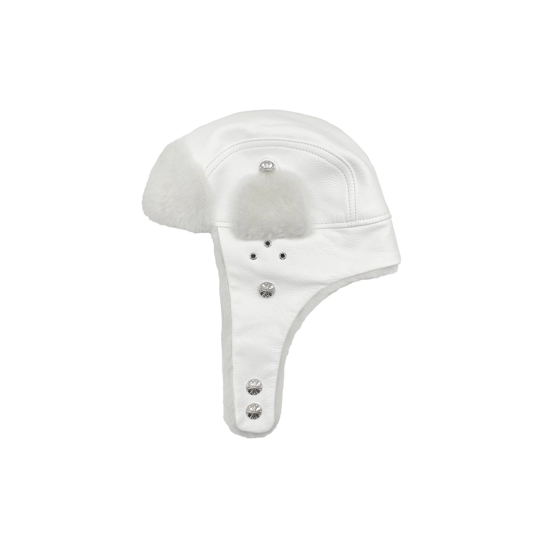 Chrome Hearts Chrome Hearts Silver Button White Fur Hat With Ear Flaps Size ONE SIZE - 4 Thumbnail