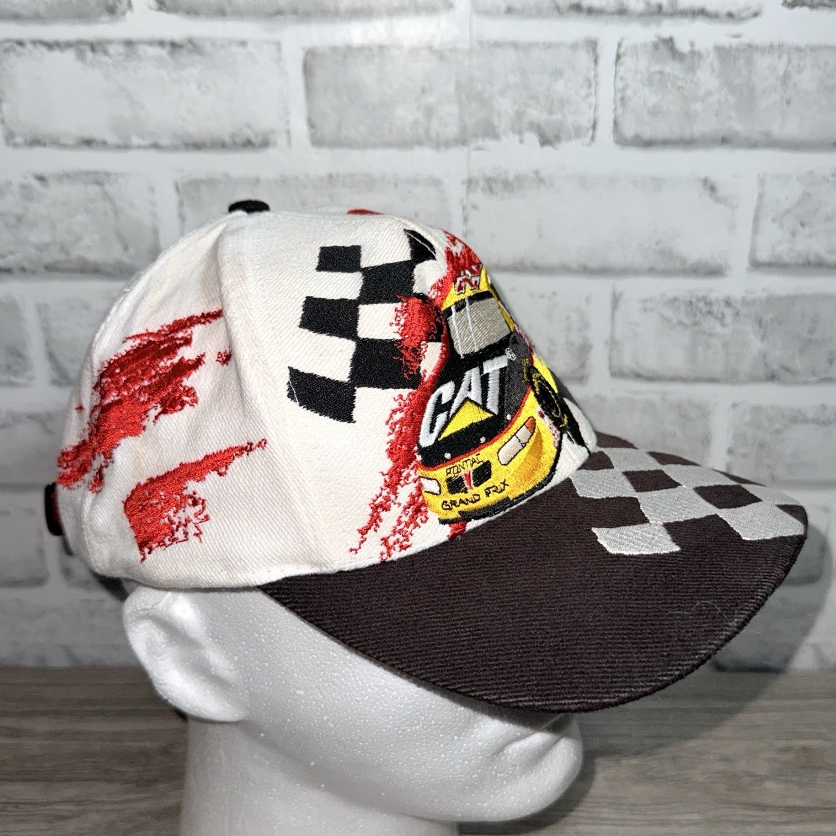 Vintage VTG Nascar Cat Racing 100% Cotton White Adjustable Cap Size ONE SIZE - 2 Thumbnail