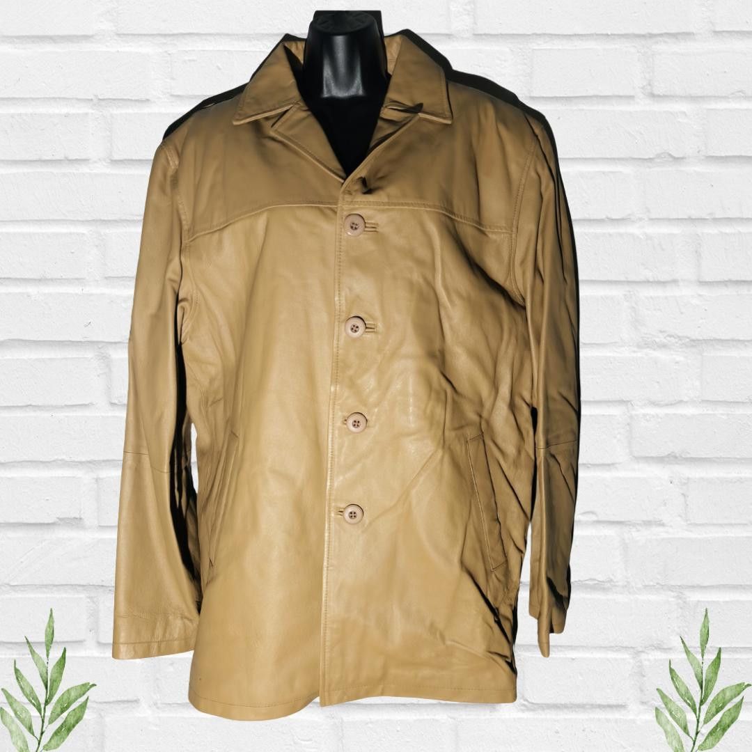 Other Dimension New York Men's Tan Leather Vintage Jacket Size M Size US M / EU 48-50 / 2 - 1 Thumbnail